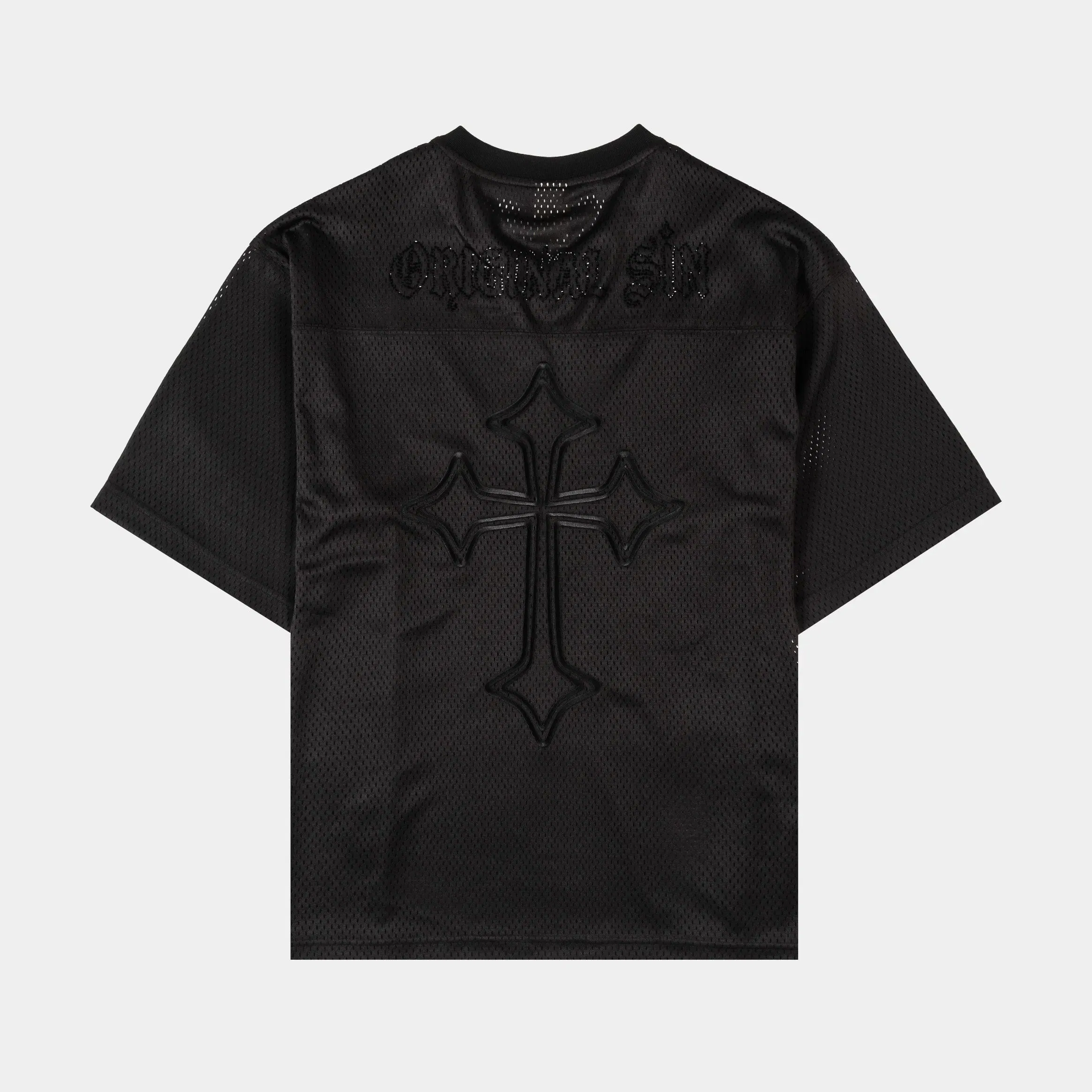 ORIGINAL SIN Cross Rhinestone Mesh Mens Jersey (Black)