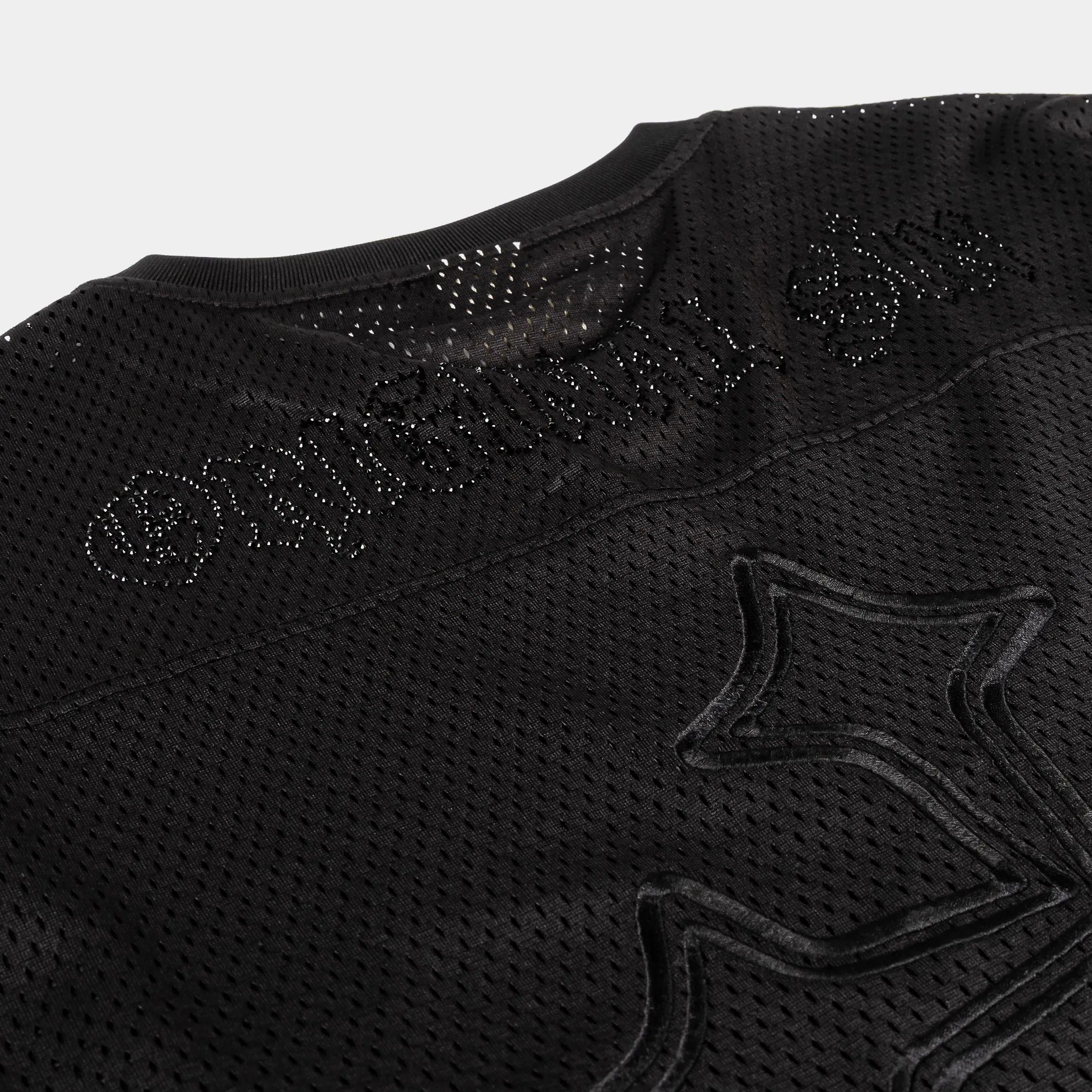 ORIGINAL SIN Cross Rhinestone Mesh Mens Jersey (Black)