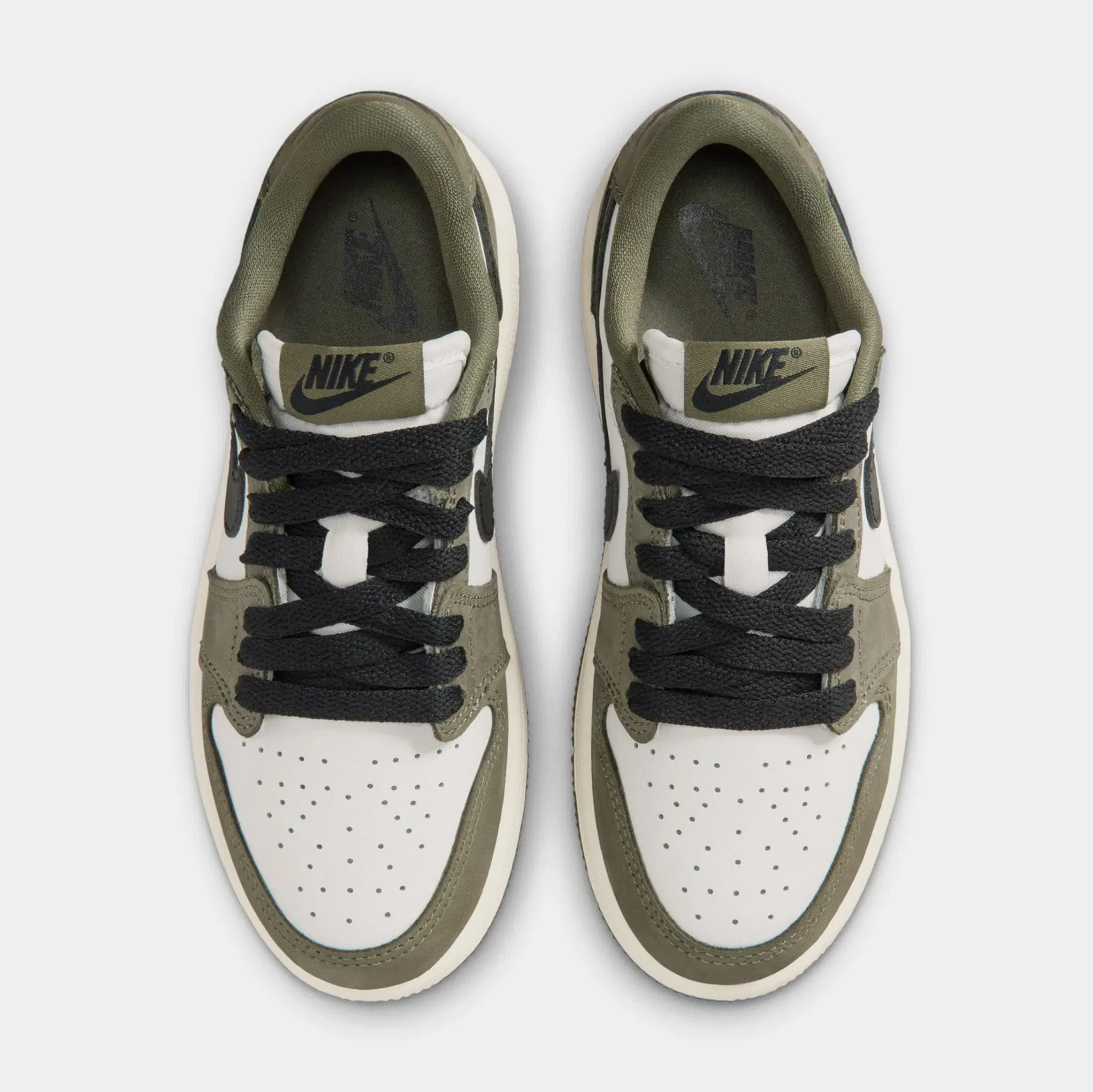 Air Jordan 1 Low OG Medium Olive And Summit White Preschool Lifesyle Shoes (Medium Olive/Black/Summit White/Sail)