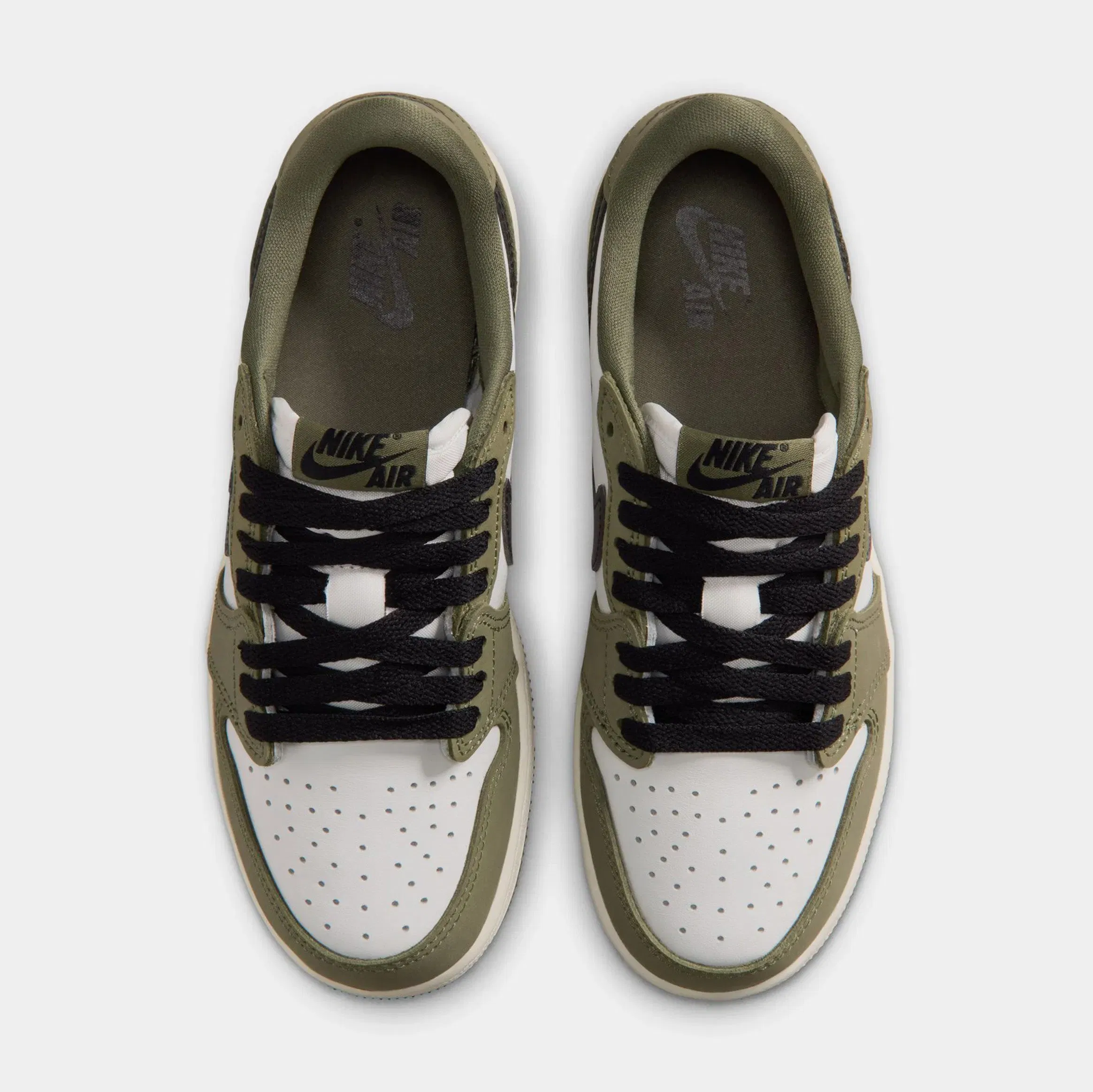 Air Jordan 1 Low OG Medium Olive And Summit White Grade School Lifestyle Shoes (Medium Olive/Black/Summit White/Sail)
