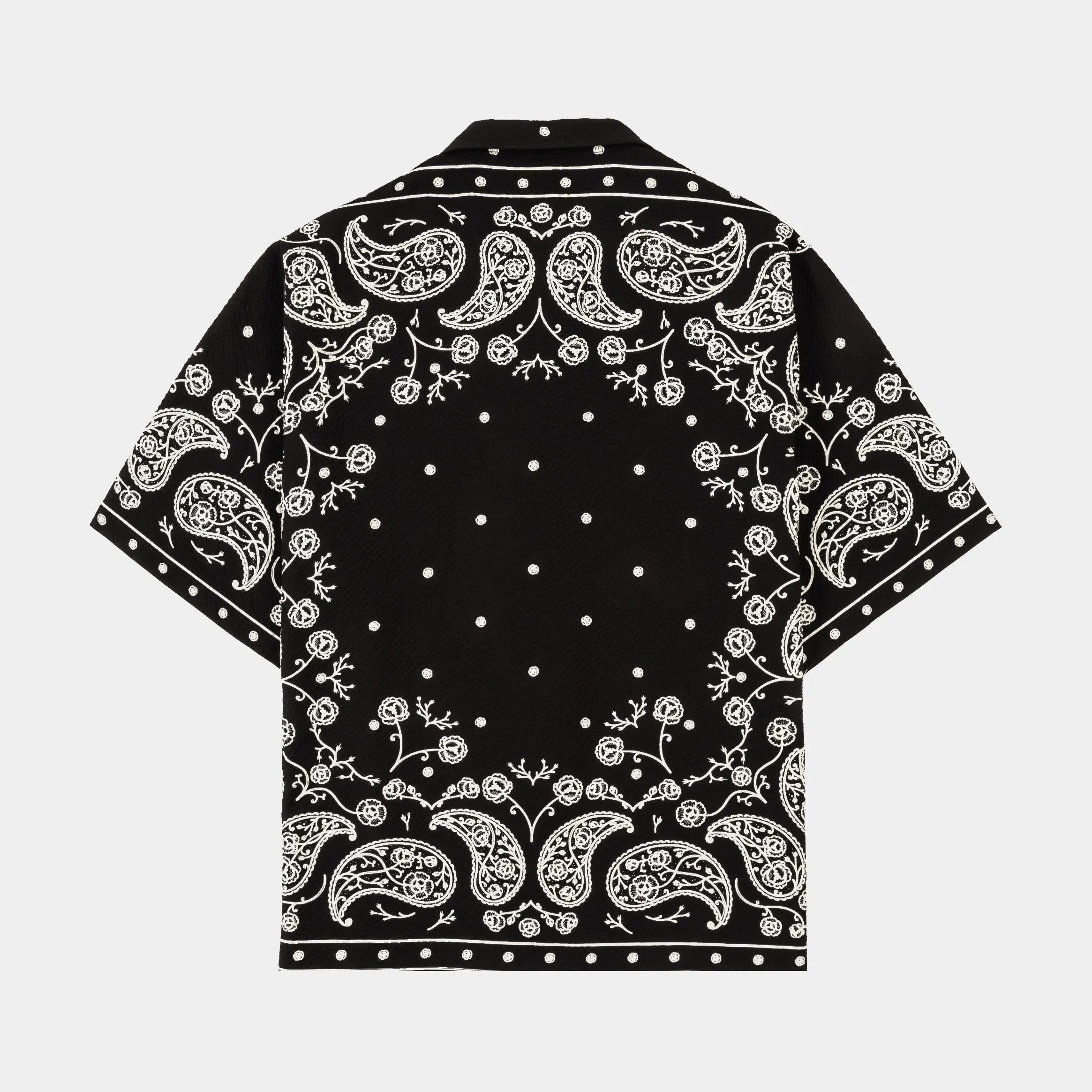 MAISON ARTICLE Paisley Seersucker Mens Short Sleeve Shirt (Black/White)