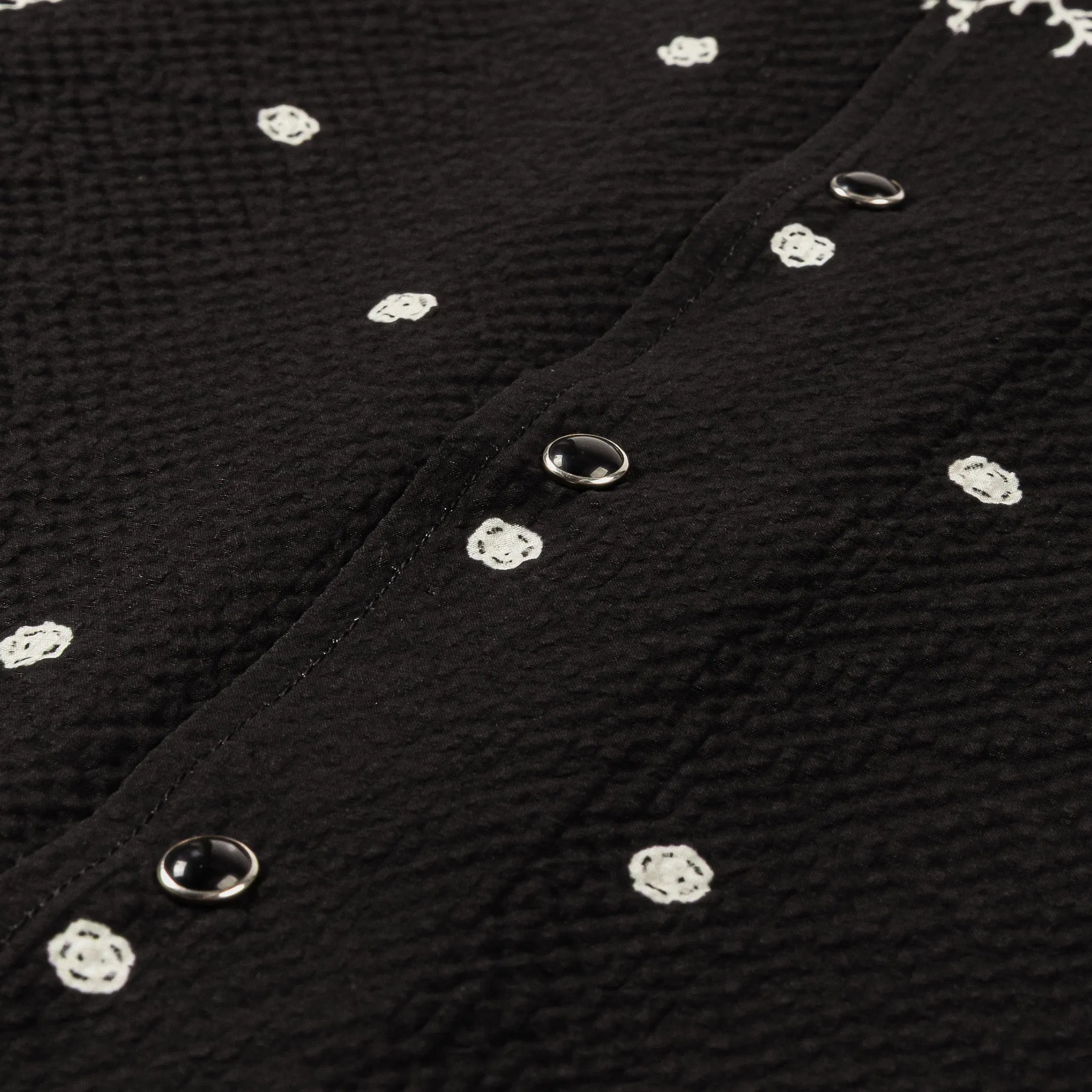MAISON ARTICLE Paisley Seersucker Mens Short Sleeve Shirt (Black/White)