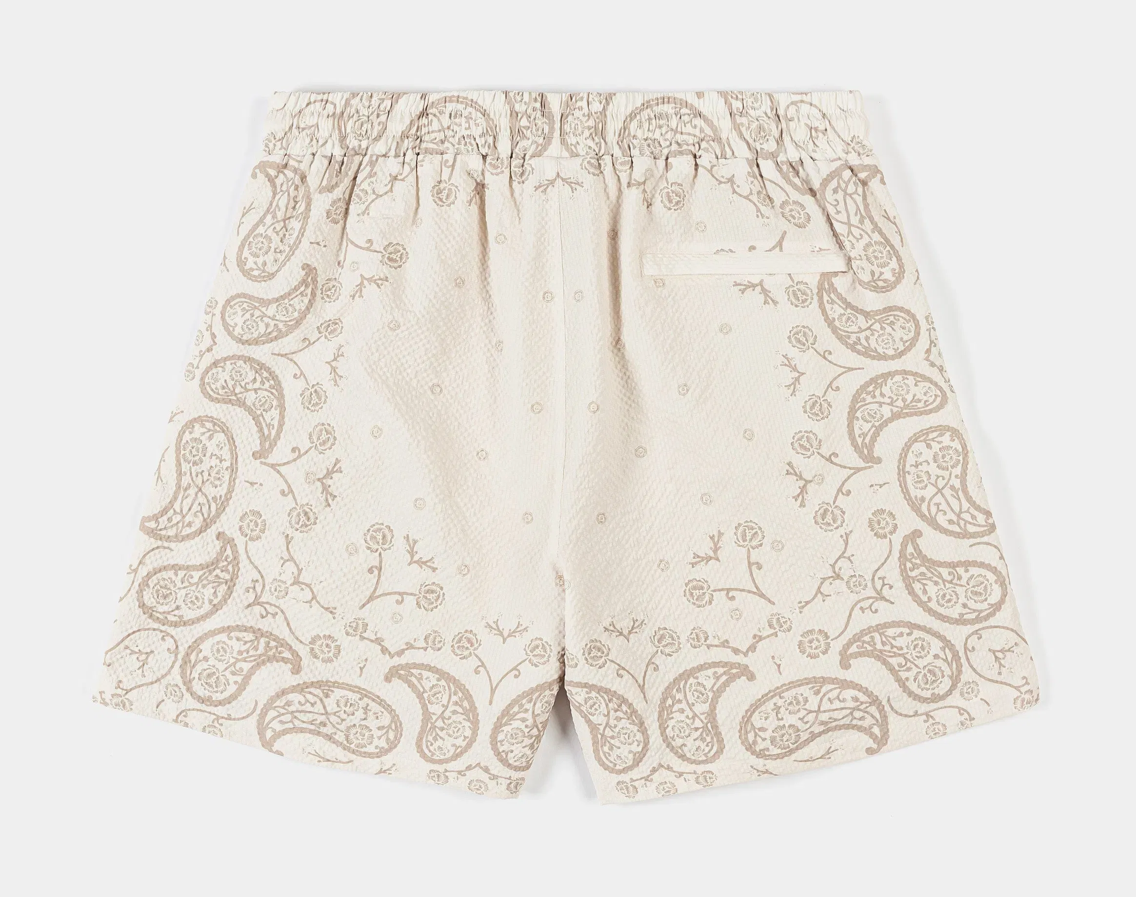 MAISON ARTICLE Paisley Seersucker Mens Shorts (Beige)