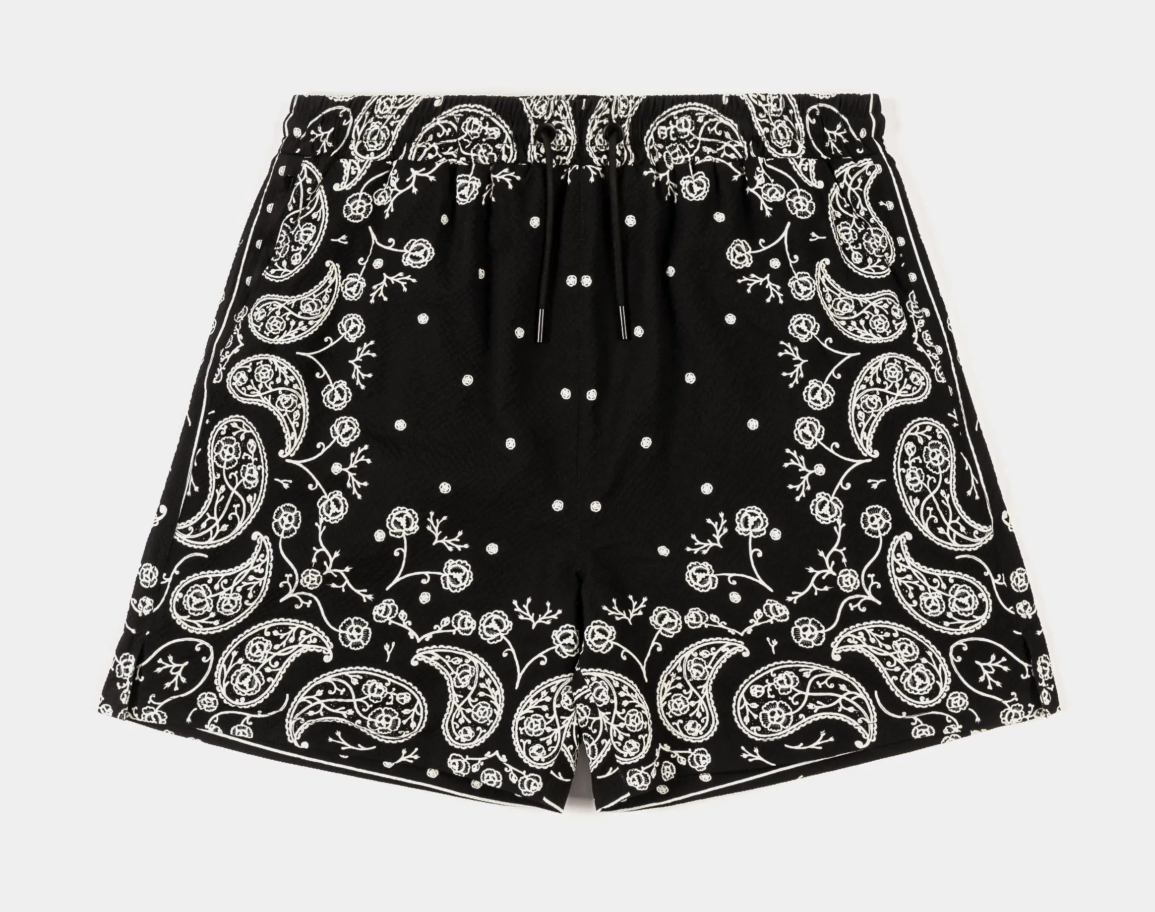MAISON ARTICLE Paisley Seersucker Mens Shorts (Black/White)