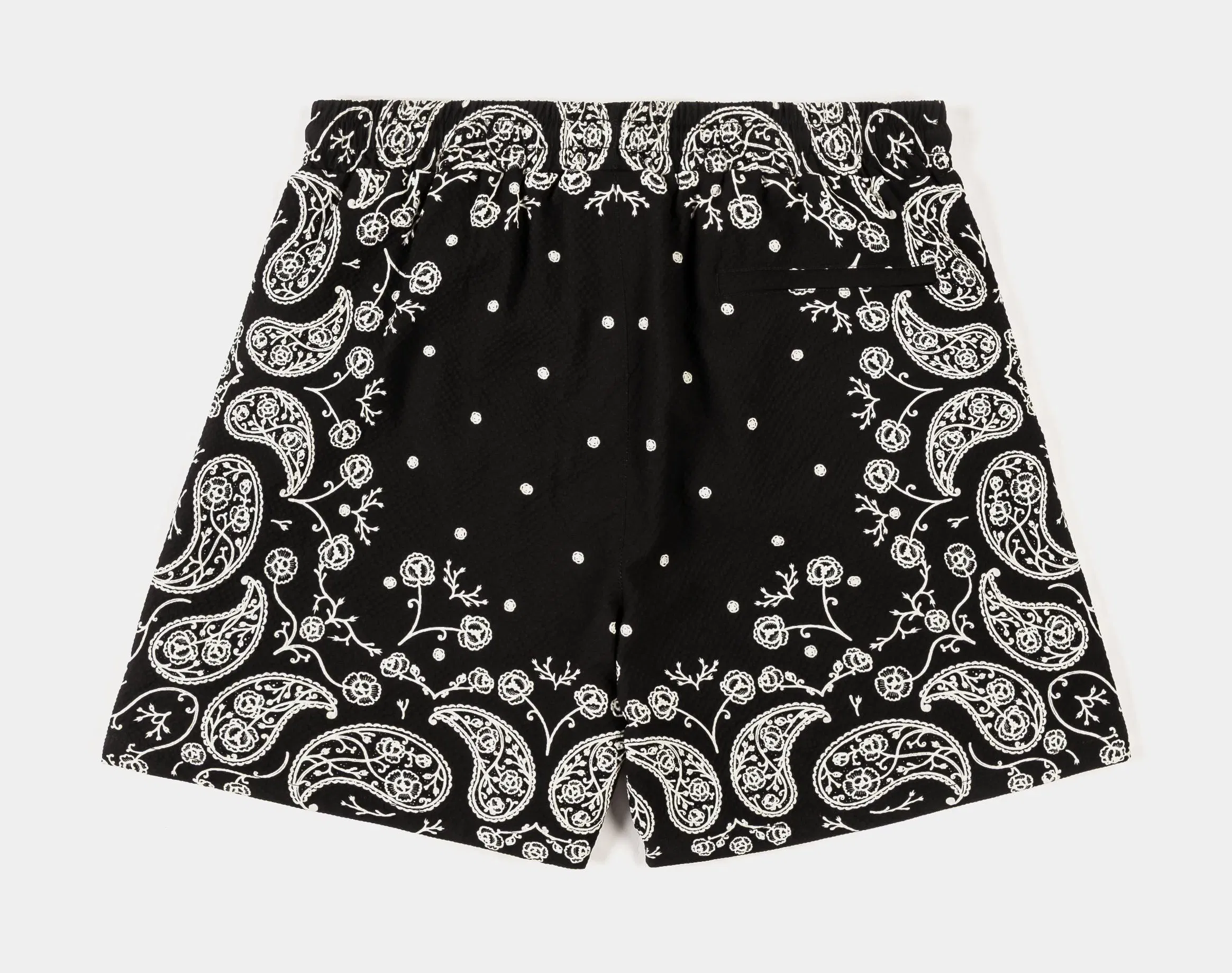 MAISON ARTICLE Paisley Seersucker Mens Shorts (Black/White)