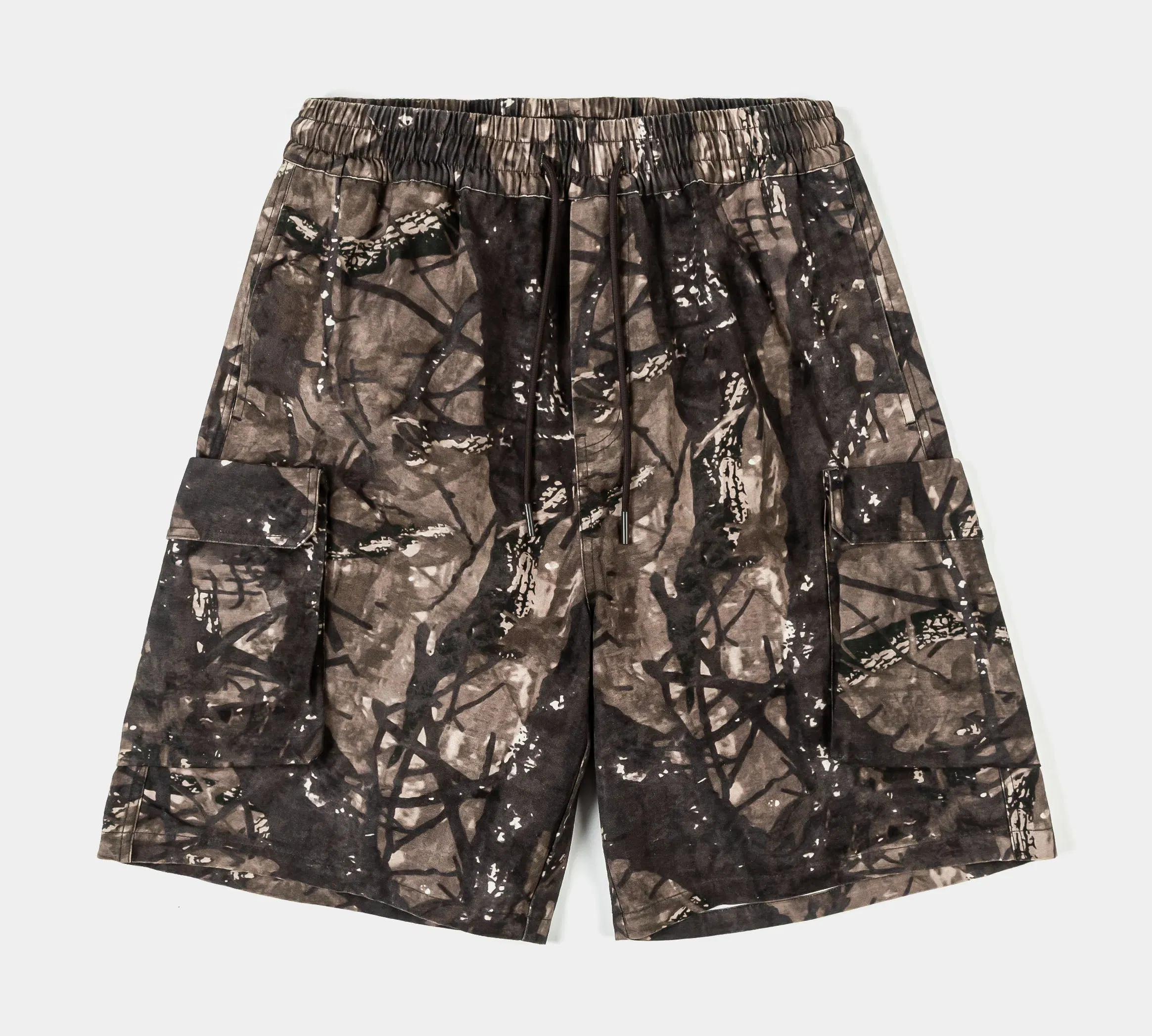 MAISON ARTICLE Forest Camo Cargo Mens Shorts (Grey/Brown)
