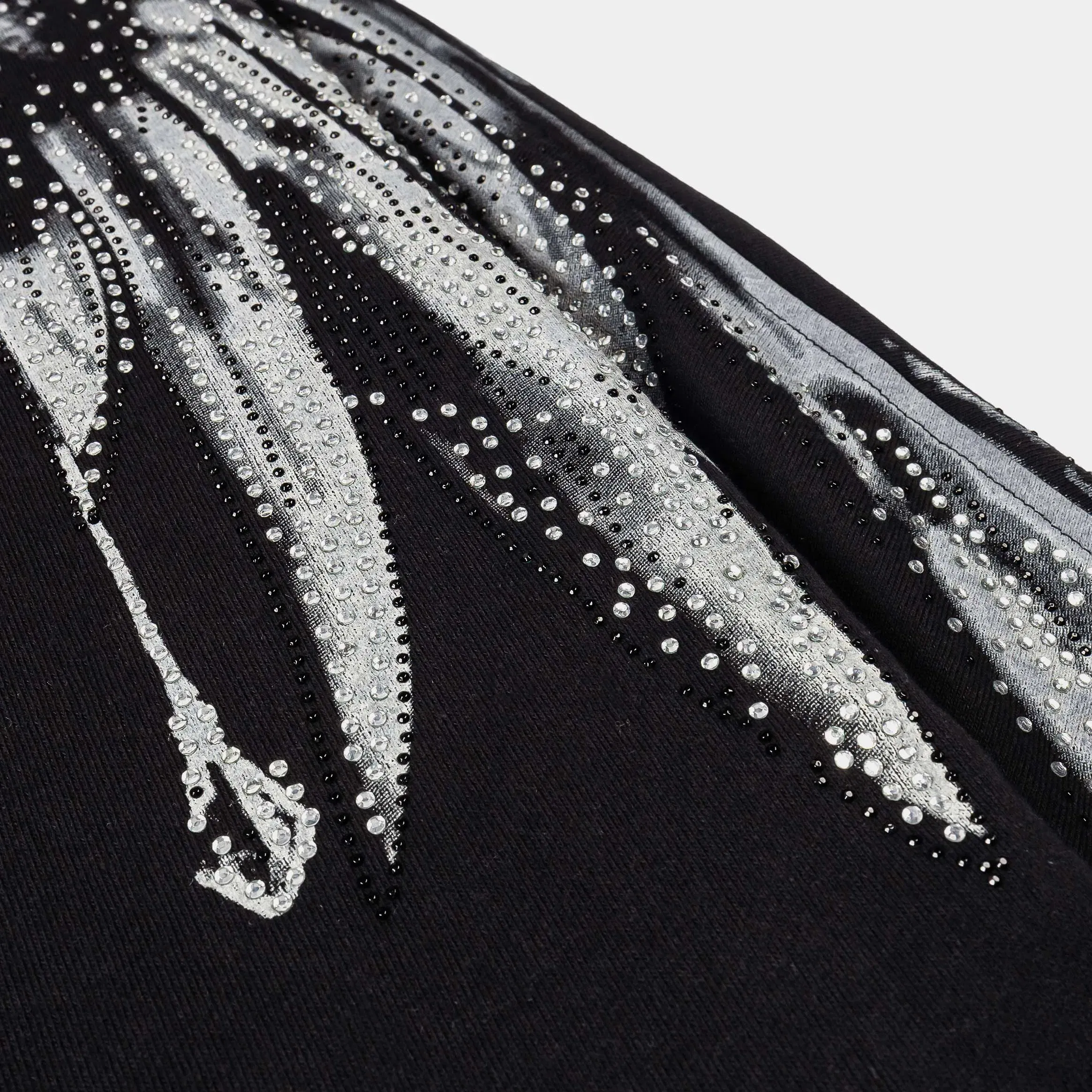 MAISON ARTICLE Rhinestone Wings Zip Up Mens Hoodie (Black/Grey)