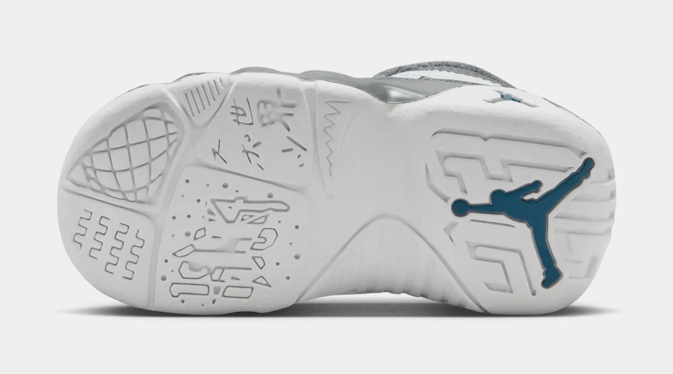 Air Jordan 9 Retro Flint Grey and French Blue Infant Toddler Lifestyle Shoes (White/French Blue/Flint Grey)