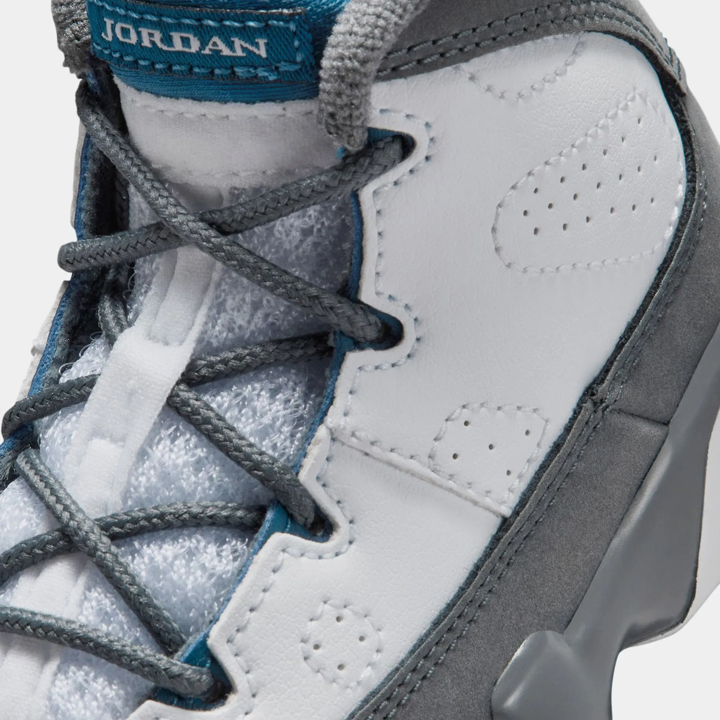 Air Jordan 9 Retro Flint Grey and French Blue Infant Toddler Lifestyle Shoes (White/French Blue/Flint Grey)
