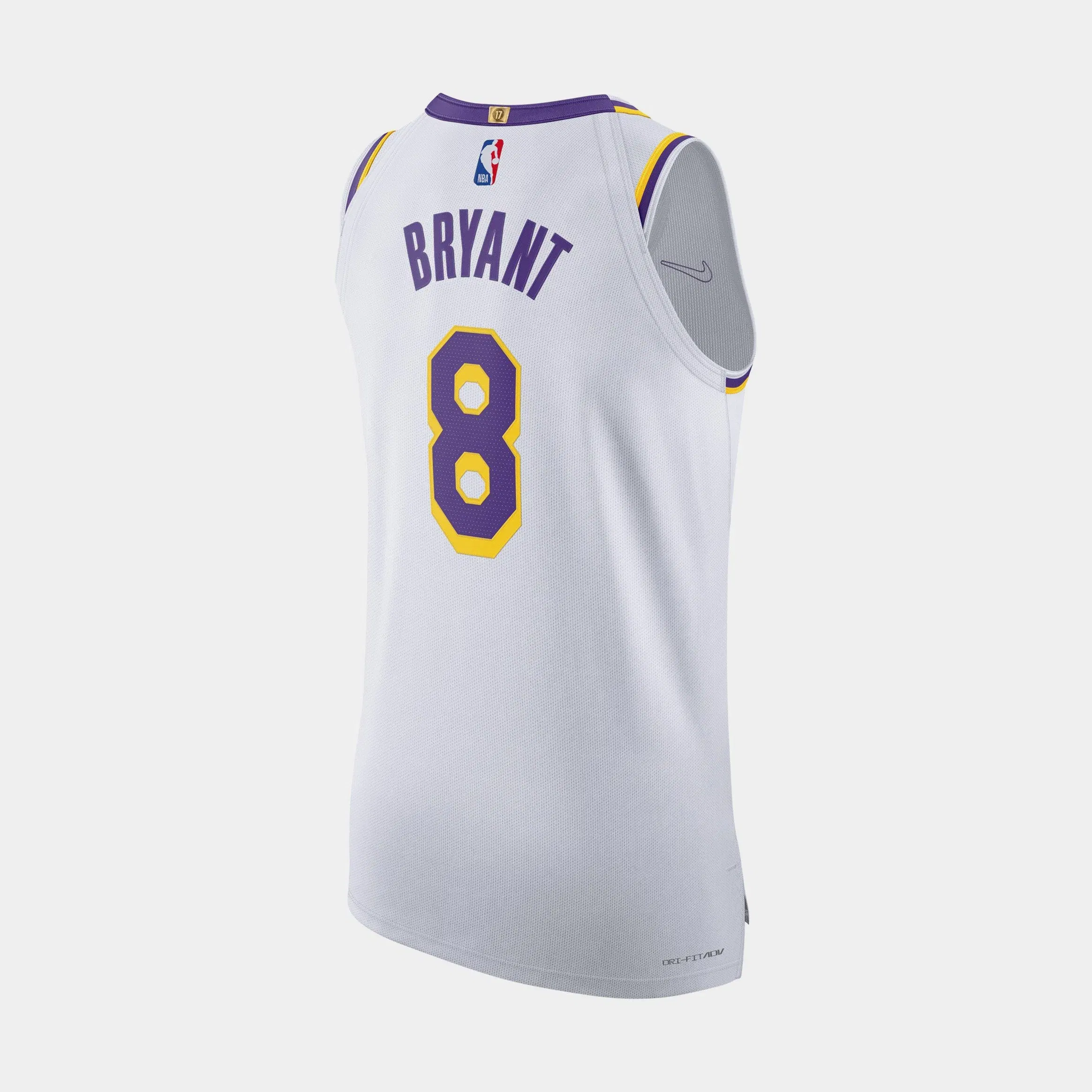 Nike Los Angeles Lakers Association Edition Dri Fit Authentic Mens Jersey (White/Bryant Kobe 8)