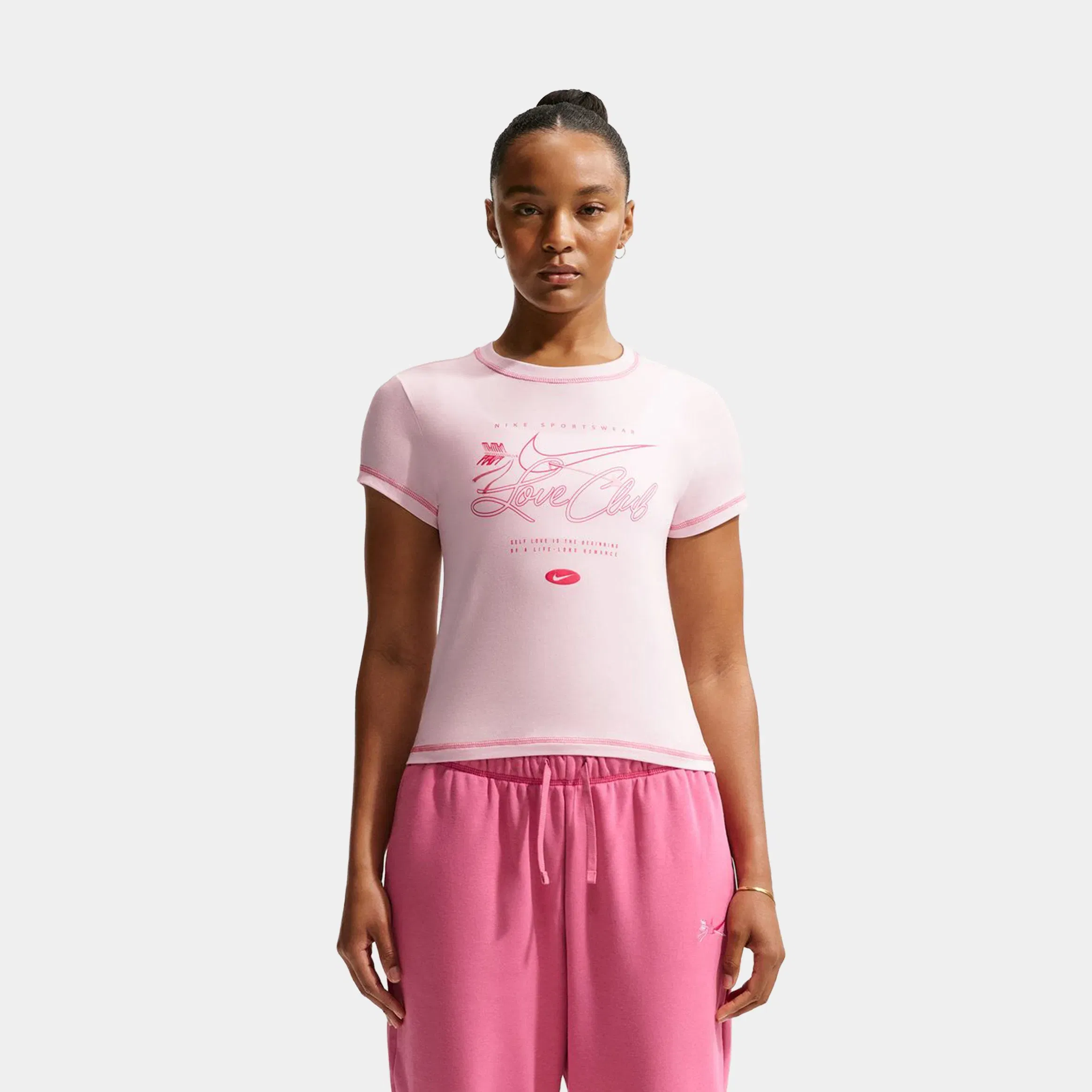 Nike Chill Knit Slim Cropped Womens Short Sleeve Shirt (Pearl Pink/Peony)