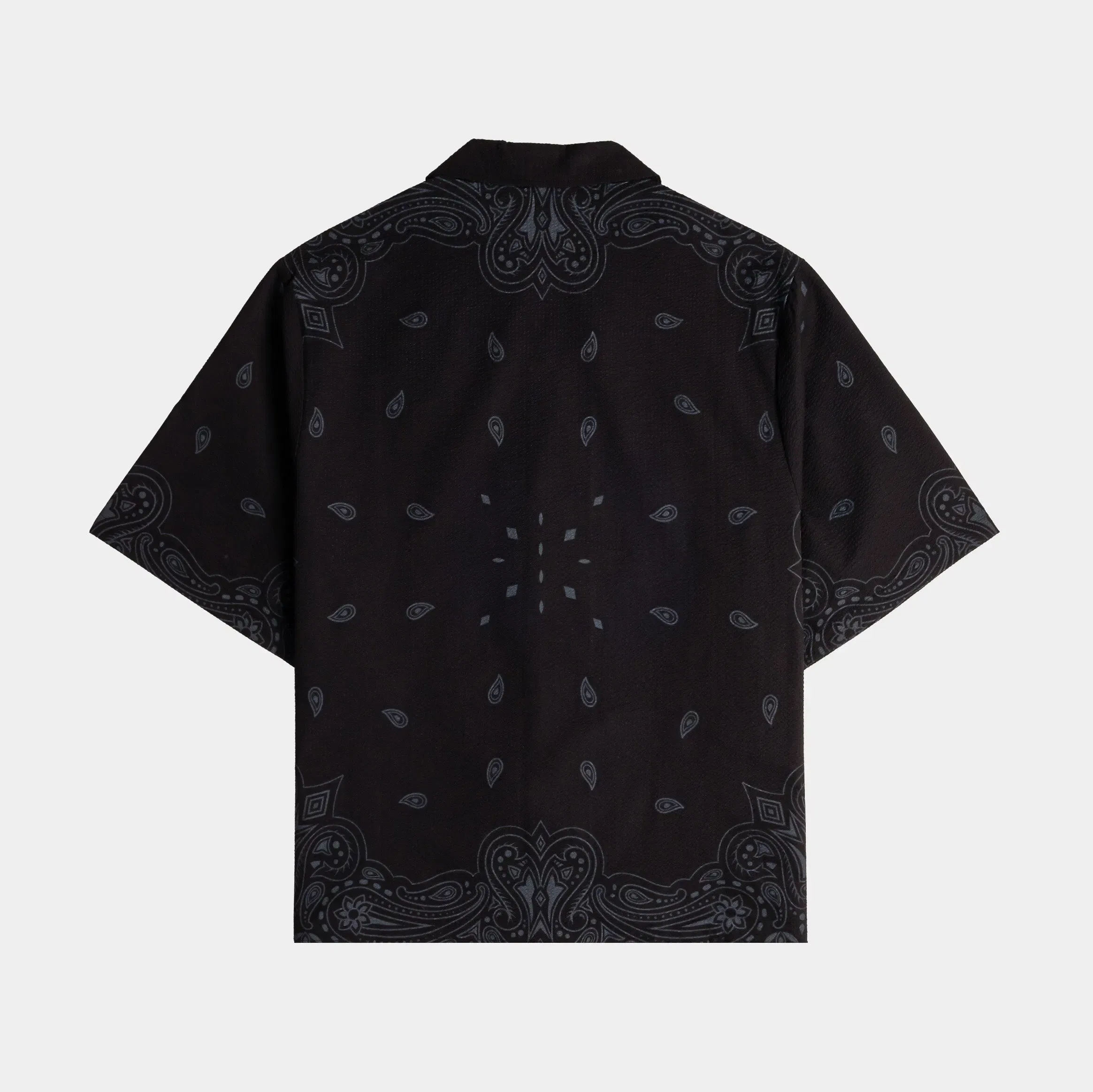 MAISON ARTICLE Paisley Gingham Mens Short Sleeve Shirt (Black/Grey)