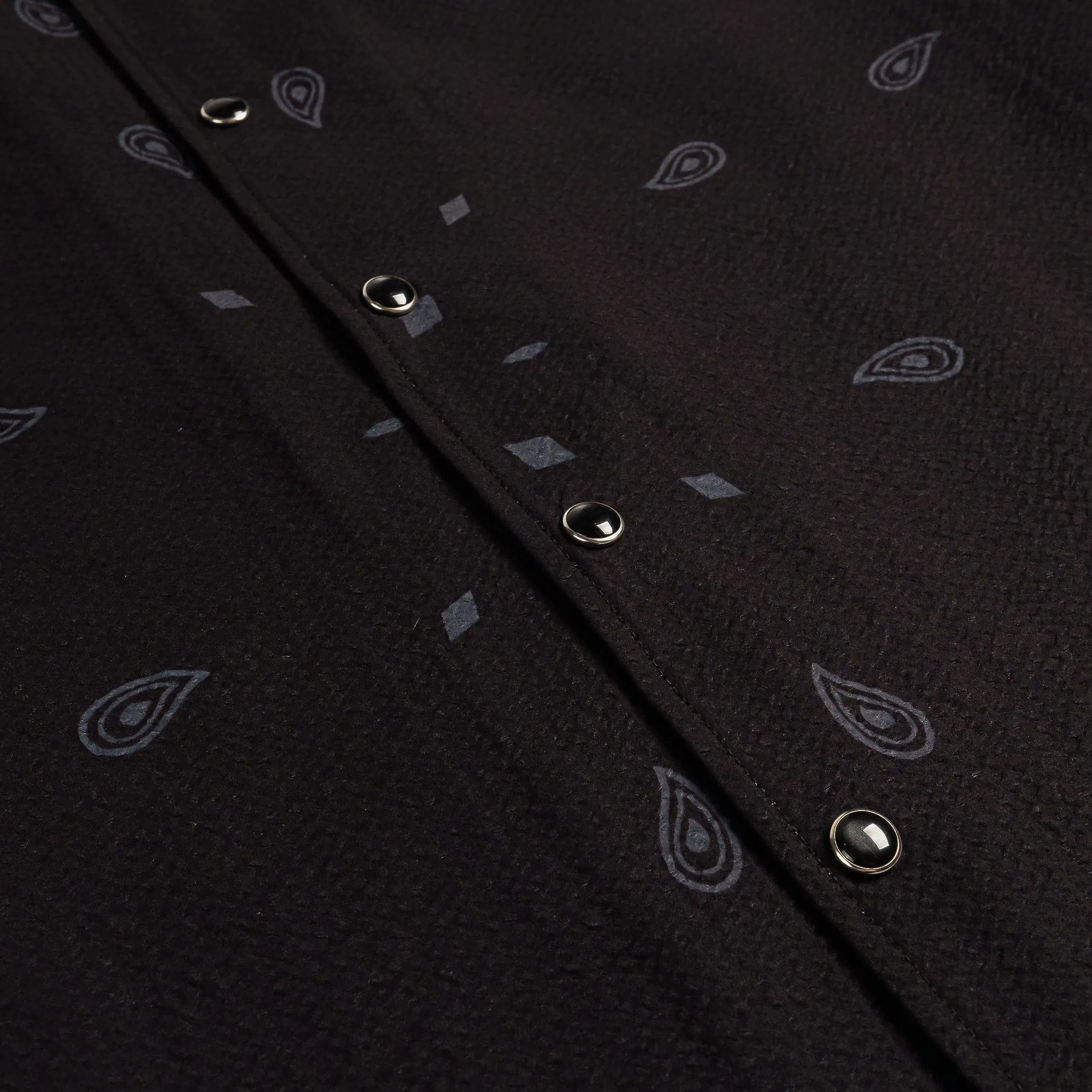 MAISON ARTICLE Paisley Gingham Mens Short Sleeve Shirt (Black/Grey)