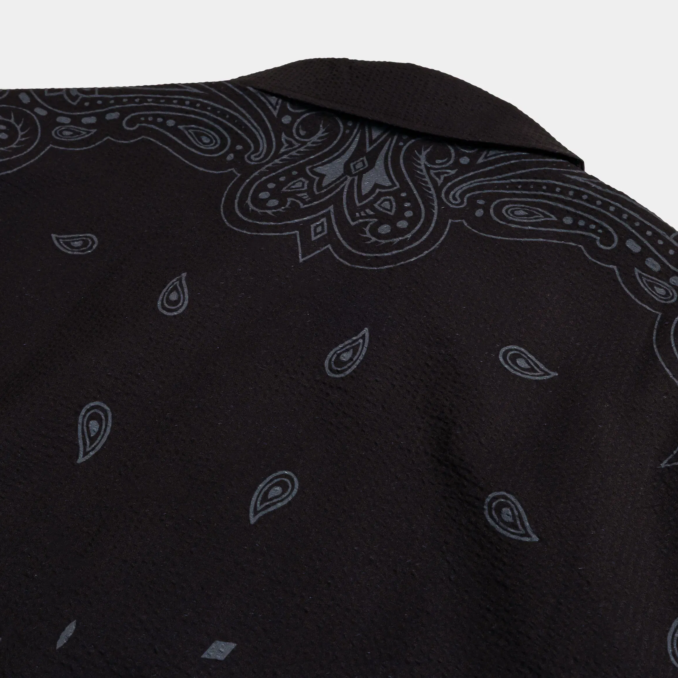MAISON ARTICLE Paisley Gingham Mens Short Sleeve Shirt (Black/Grey)