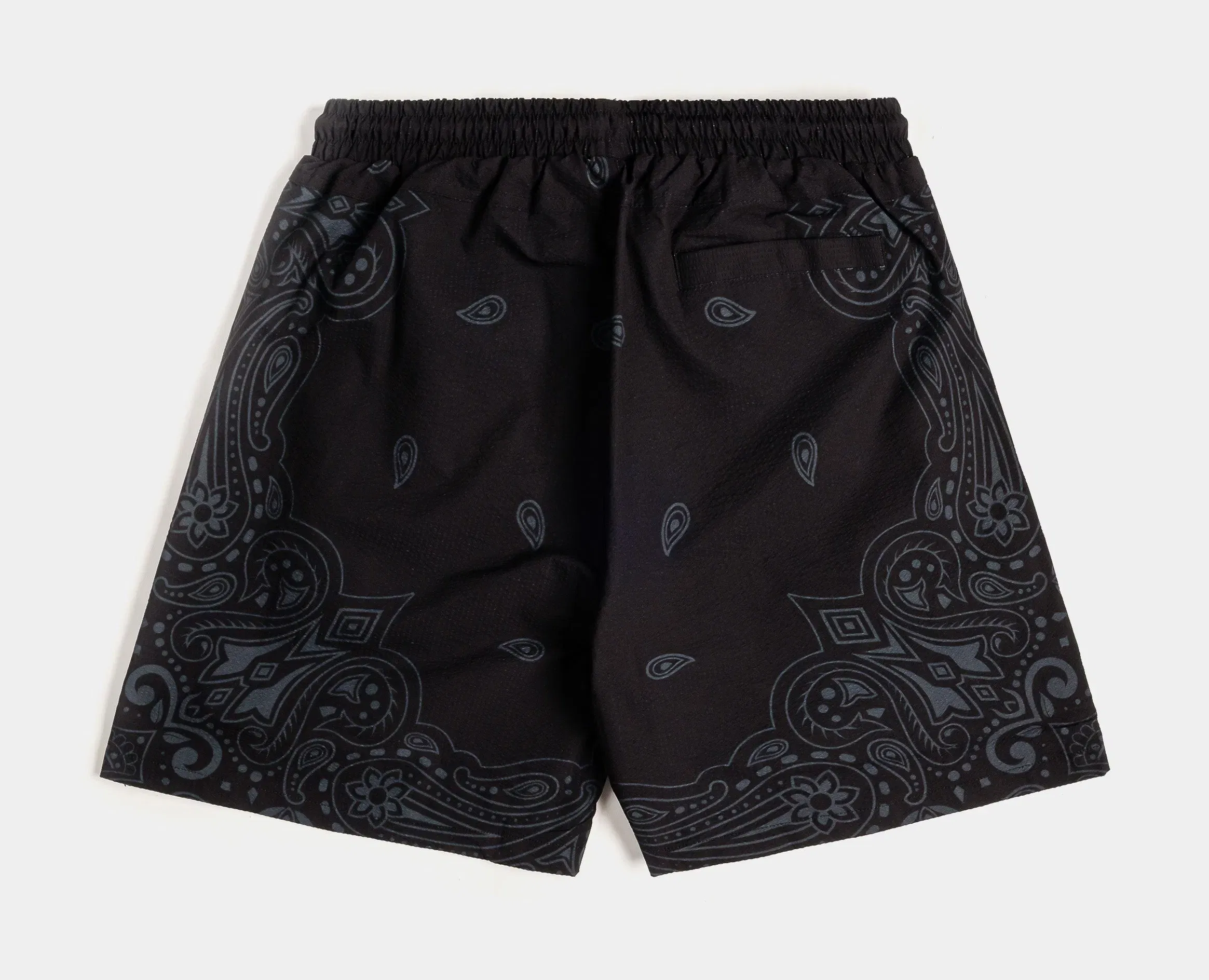 MAISON ARTICLE Paisley Gingham Mens Shorts (Black/Grey)