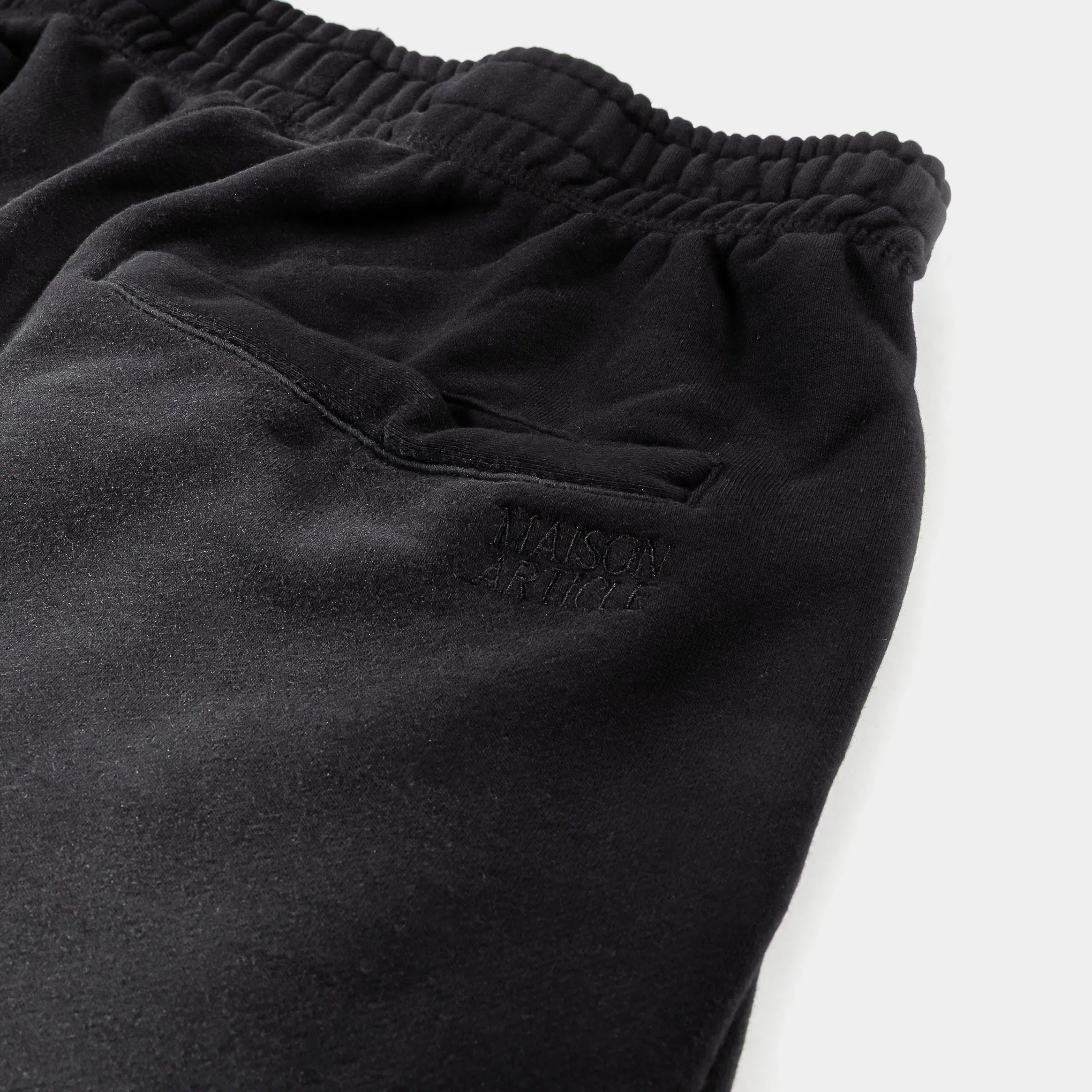 MAISON ARTICLE Washed Fleece Mens Shorts (Black/Black)