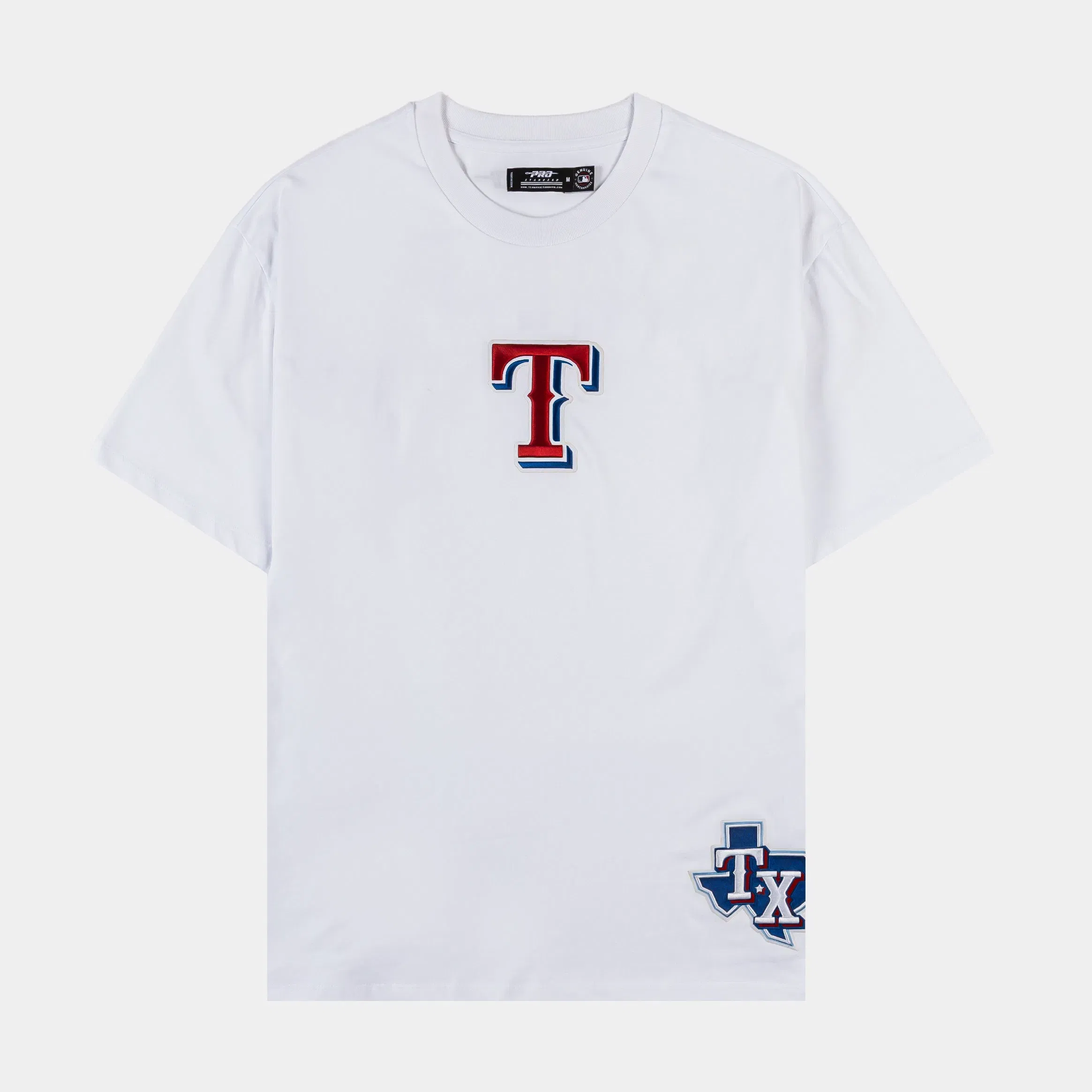 PRO STANDARD Texas Rangers Wingspan Drop Shoulder Mens Short Sleeve Shirt (White/Red)