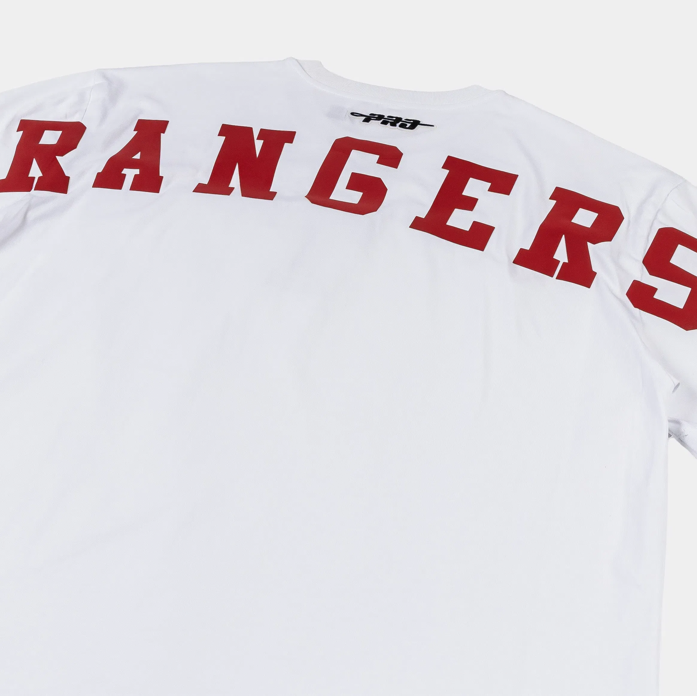 PRO STANDARD Texas Rangers Wingspan Drop Shoulder Mens Short Sleeve Shirt (White/Red)