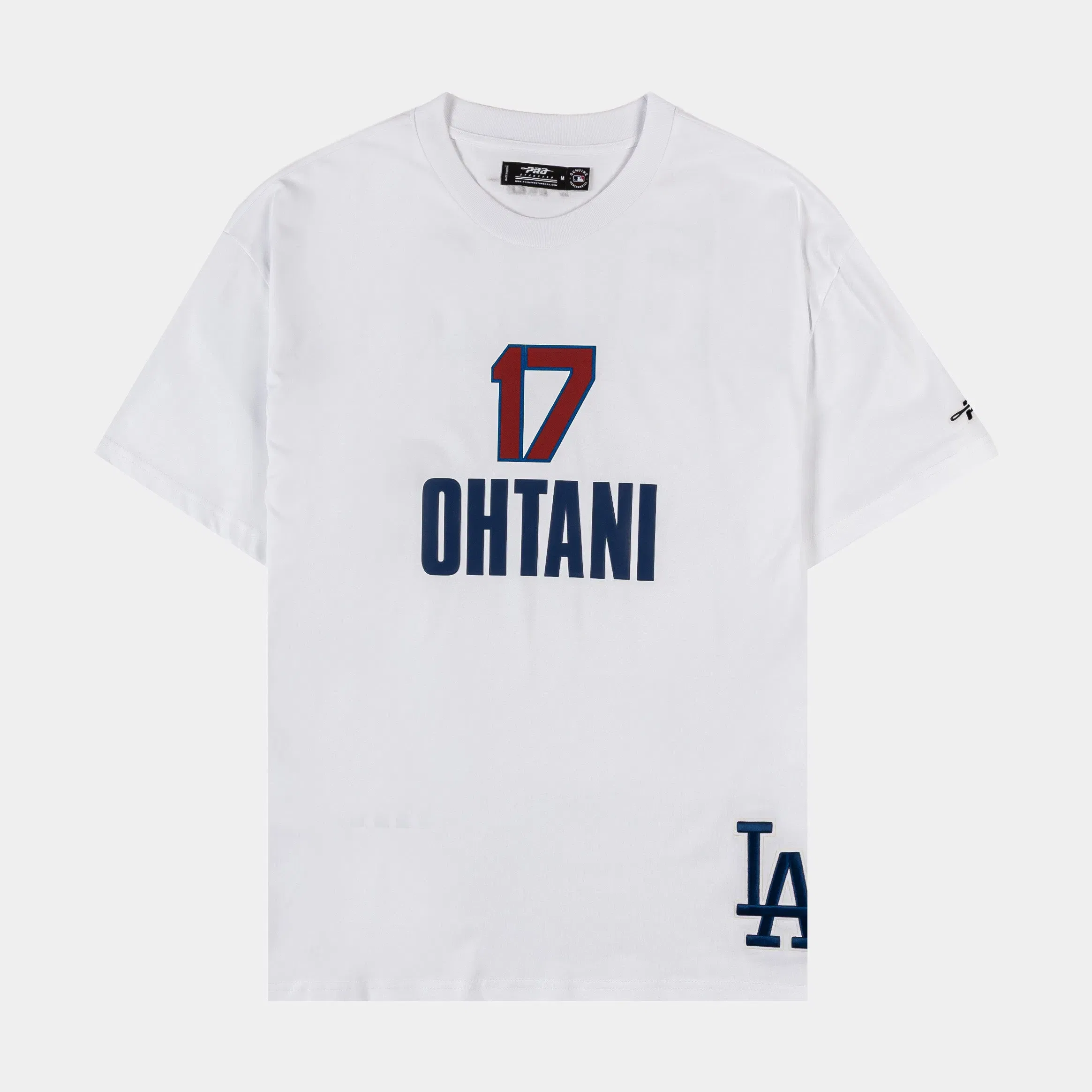 PRO STANDARD Los Angeles Dodgers Ohtani #17 Wingspan Drop Shoulder Mens Short Sleeve Shirt (White/Navy)