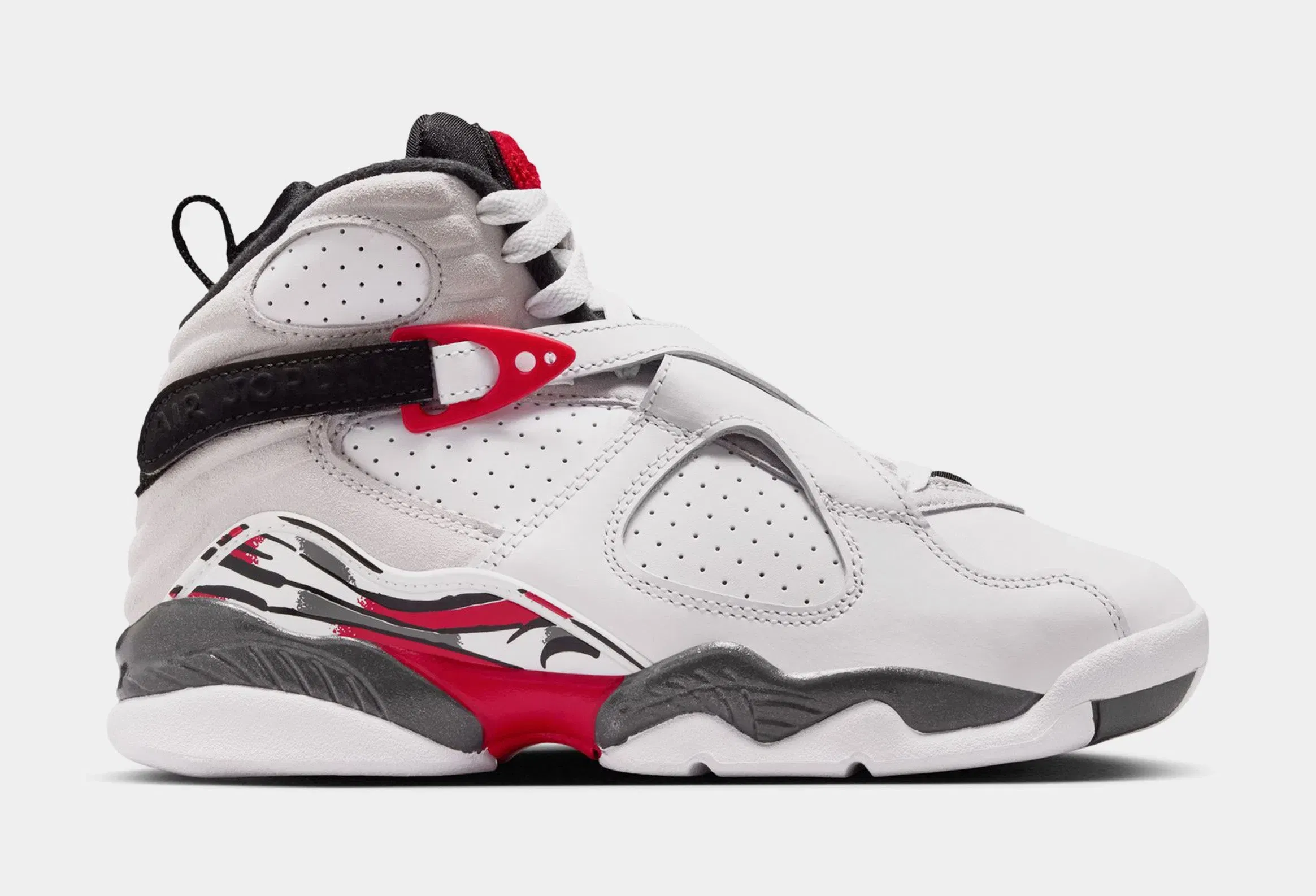 Air Jordan 8 Retro White And True Red Grade School Lifestyle Shoes (White/True Red/Black)