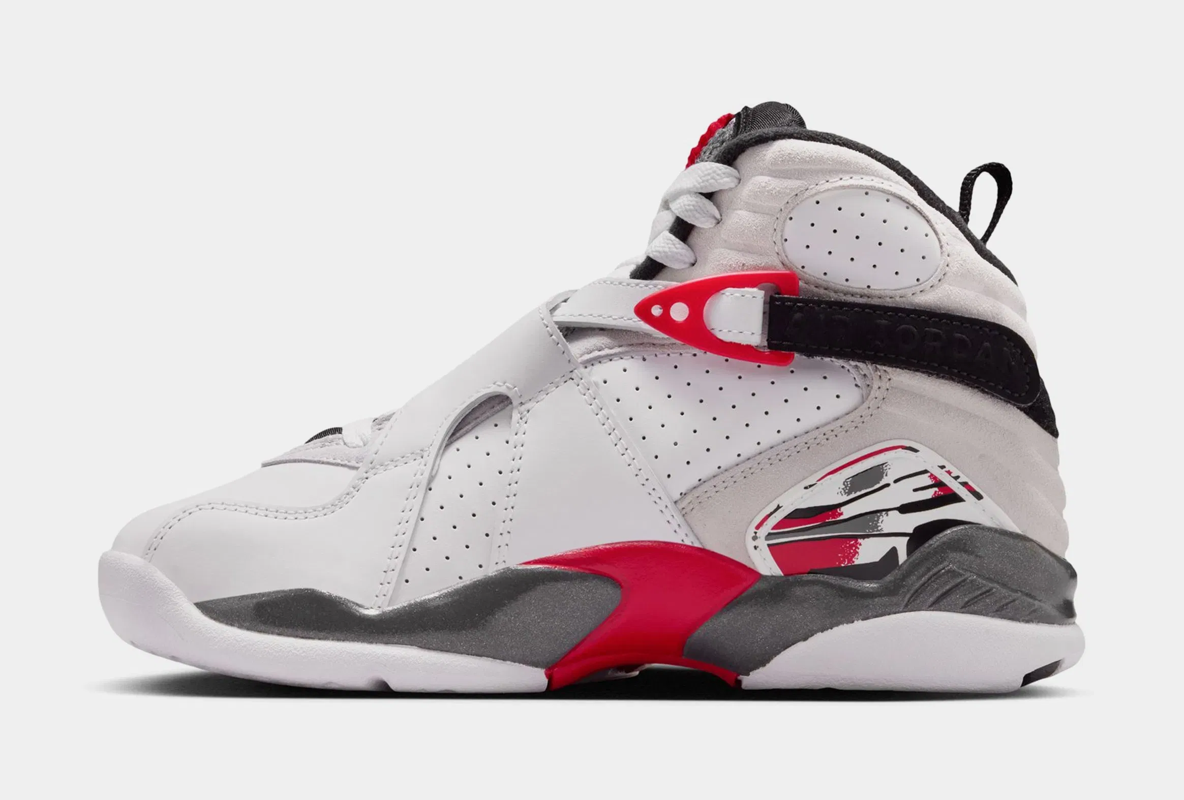Air Jordan 8 Retro White And True Red Grade School Lifestyle Shoes (White/True Red/Black)