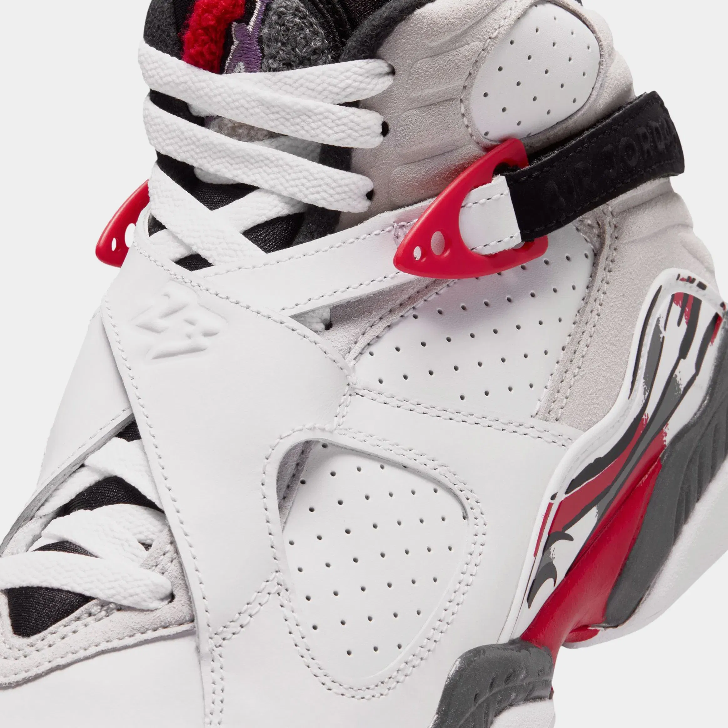 Air Jordan 8 Retro White And True Red Grade School Lifestyle Shoes (White/True Red/Black)