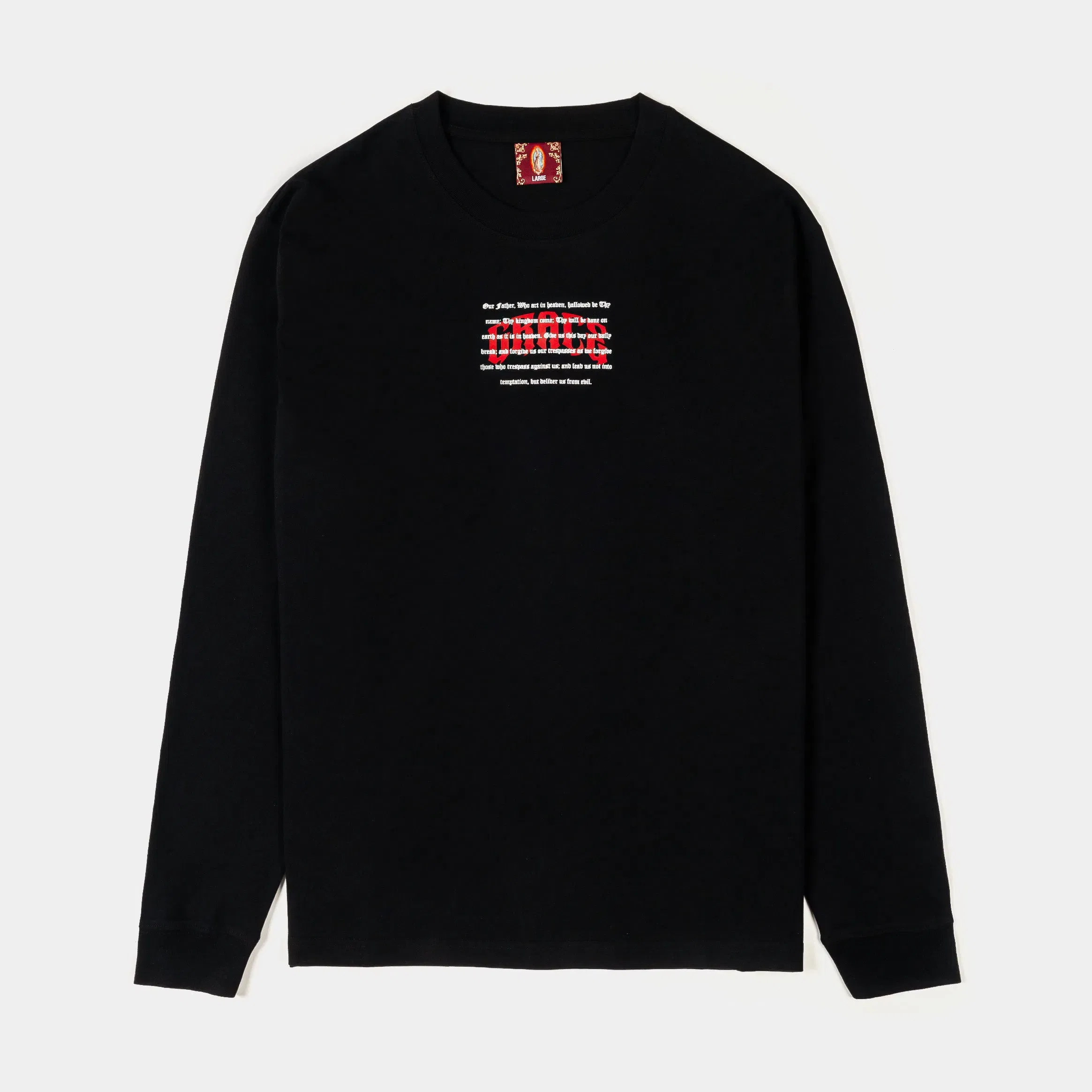 CTHDRL Grace Crosses Long Sleeve Mens Shirt (Black/Red)