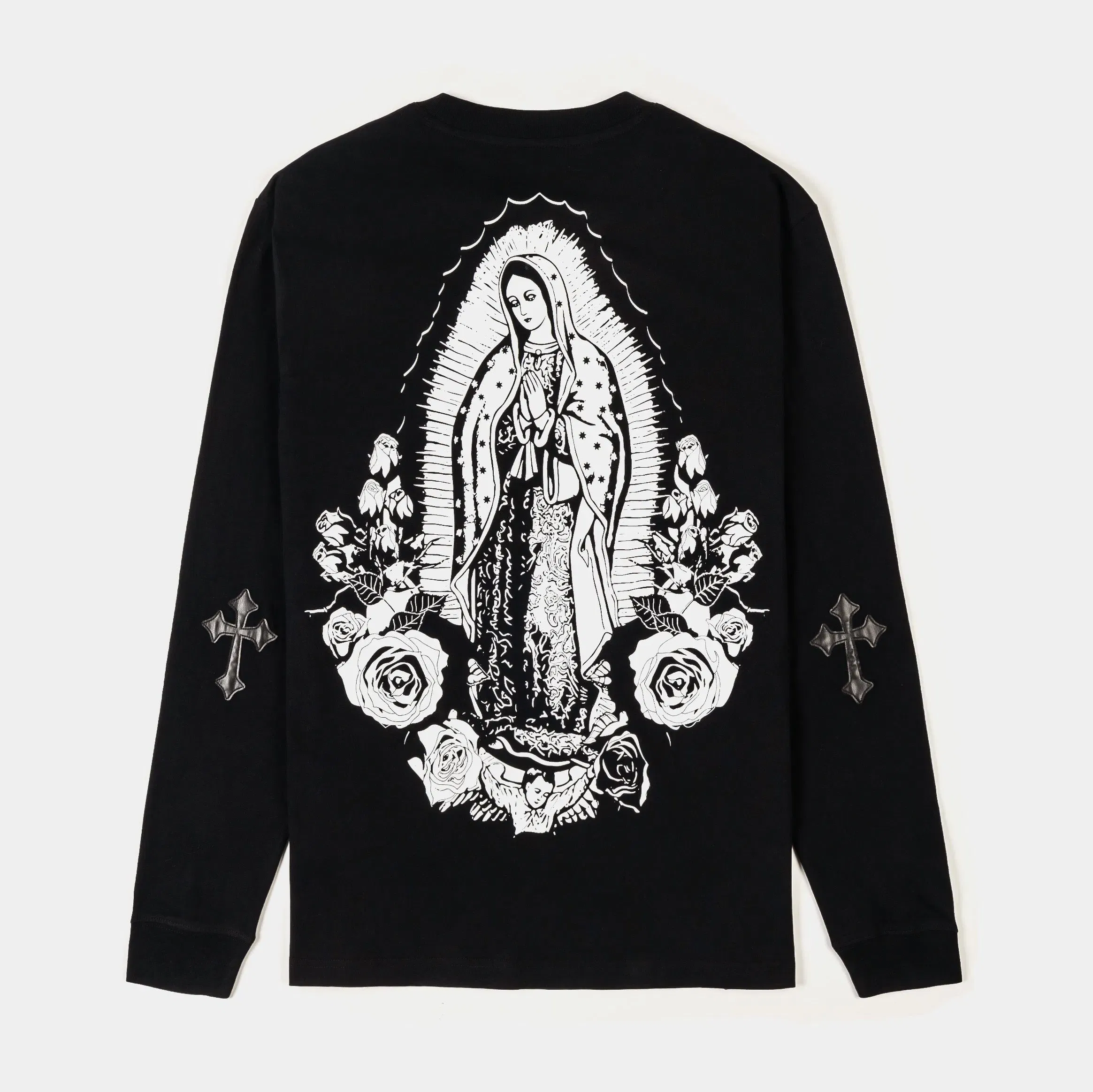 CTHDRL Grace Crosses Long Sleeve Mens Shirt (Black/Red)