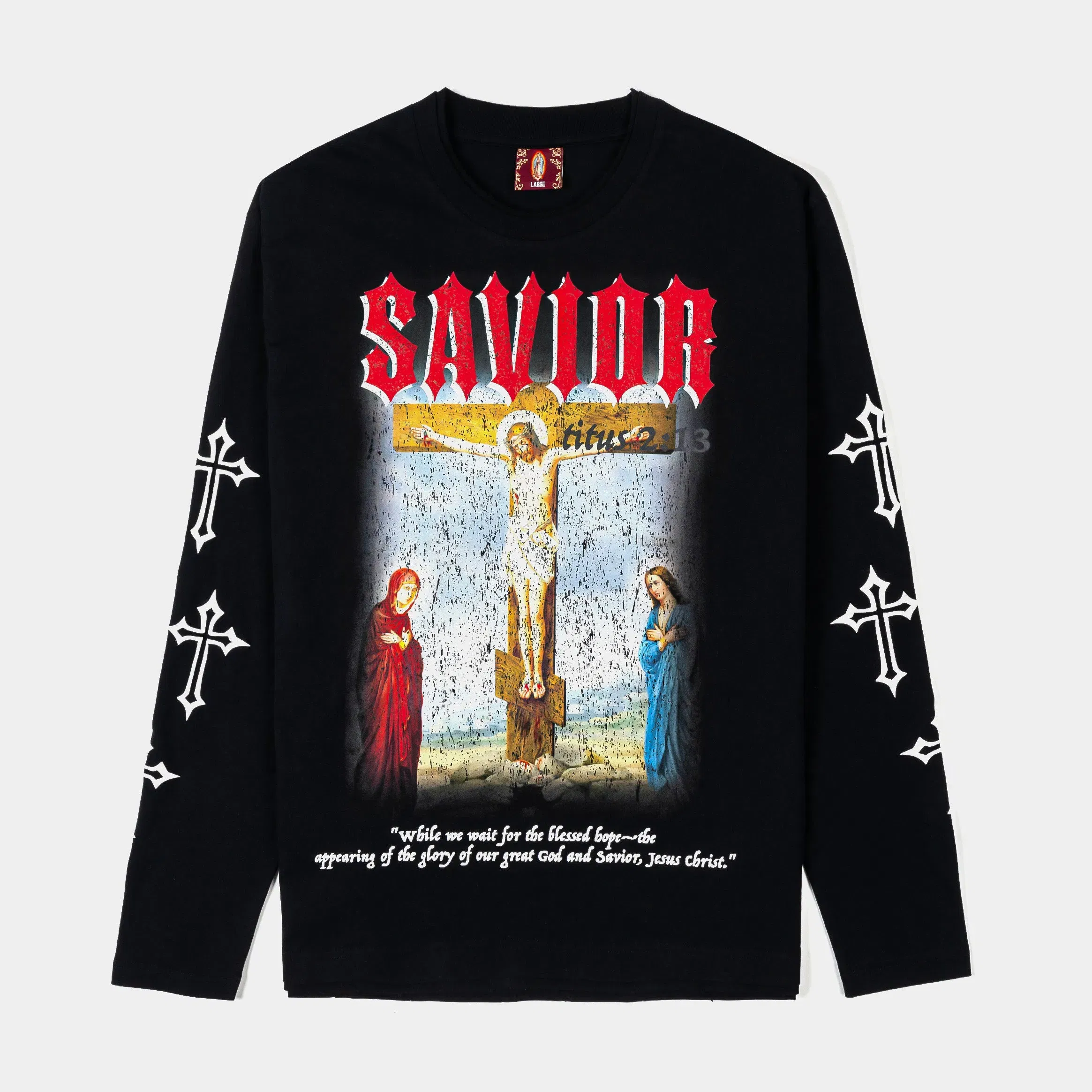 CTHDRL Savior Long Sleeve Mens Shirt (Black/Red)