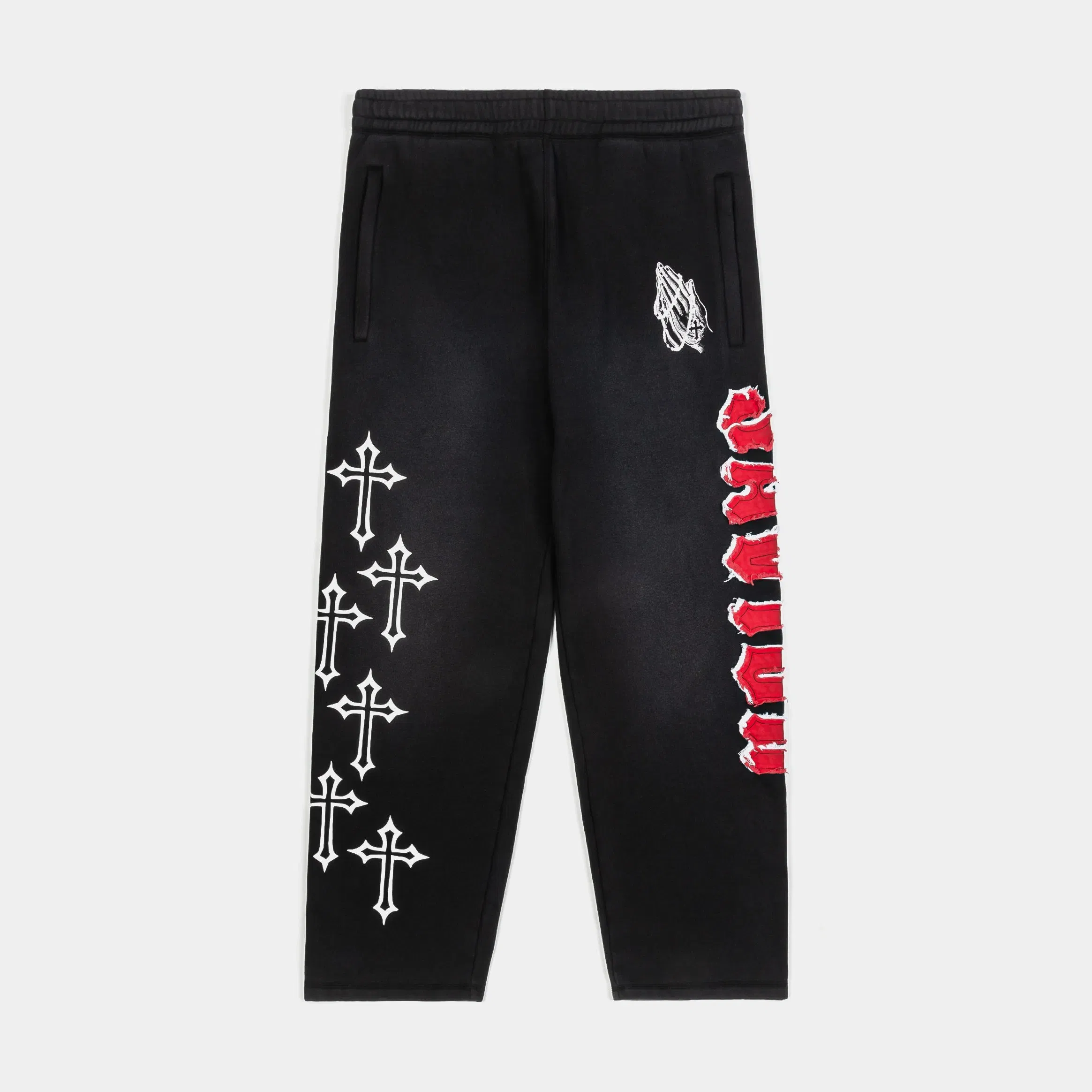 CTHDRL Savior Straight Fleece Mens Sweatpants (Black/Red)