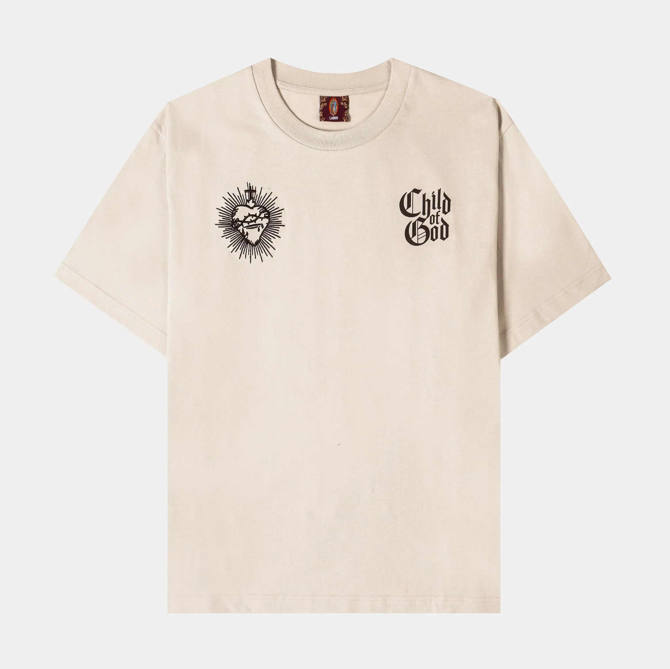 CTHDRL Child Of God Mens Short Sleeve Shirt (Beige/Brown)