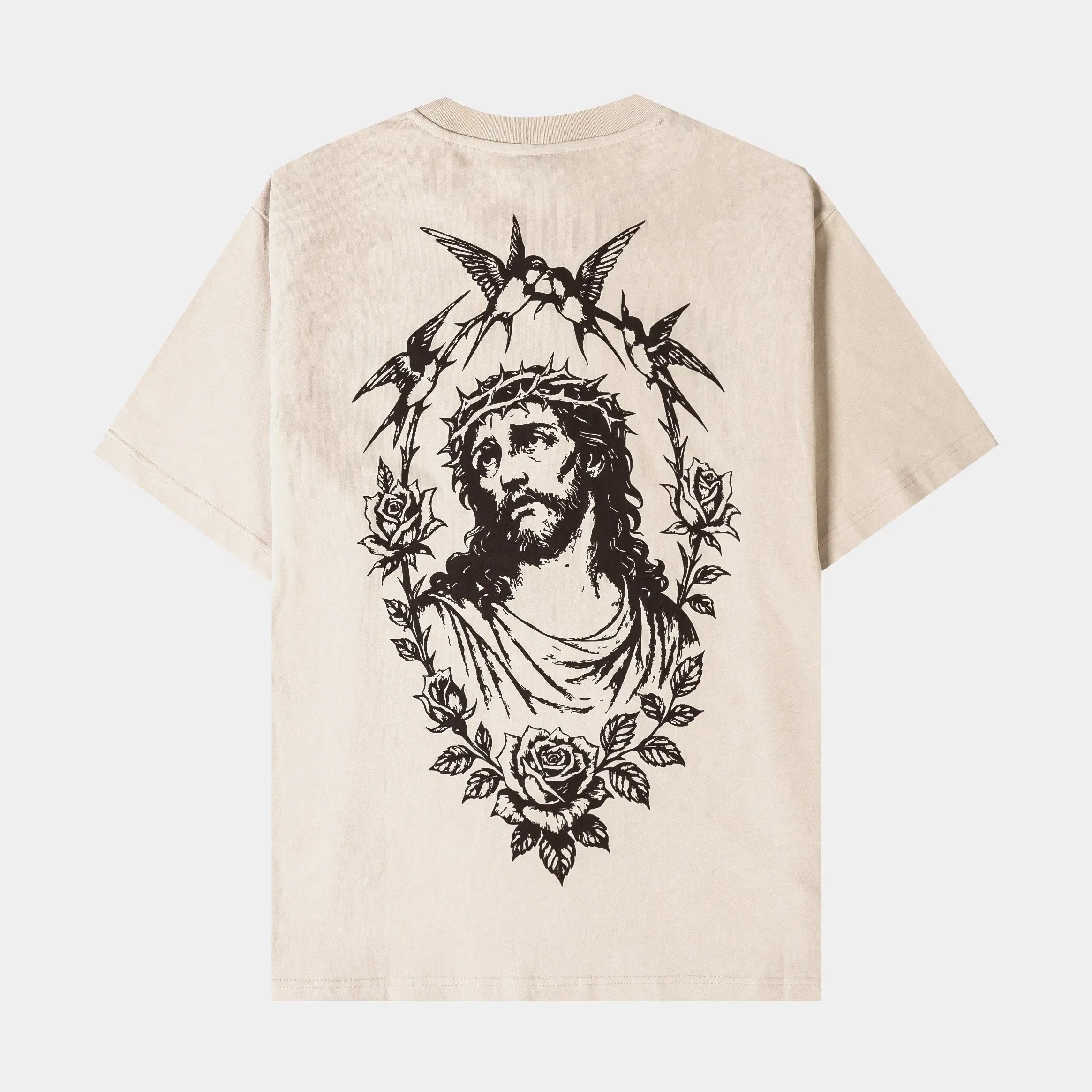 CTHDRL Child Of God Mens Short Sleeve Shirt (Beige/Brown)