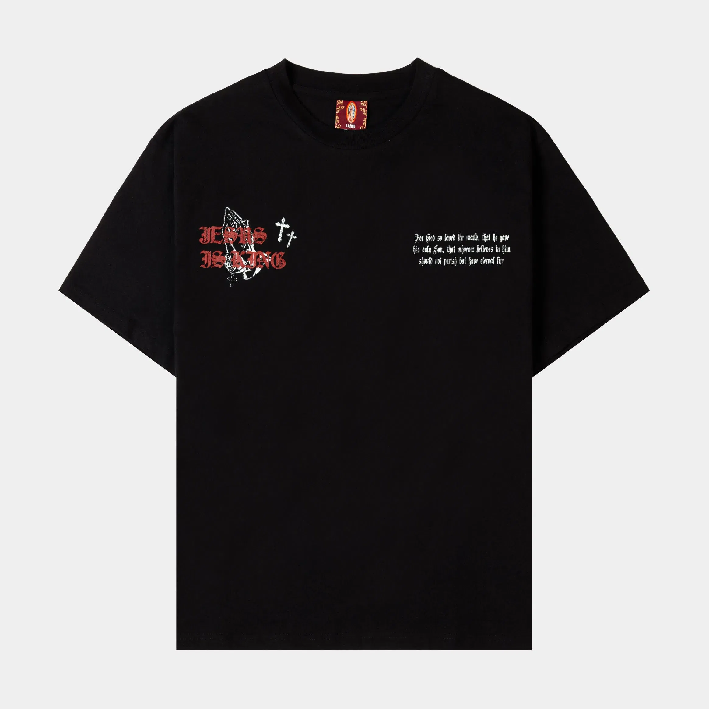 CTHDRL Jesus Is King Mens Short Sleeve Shirt (Black/Red)