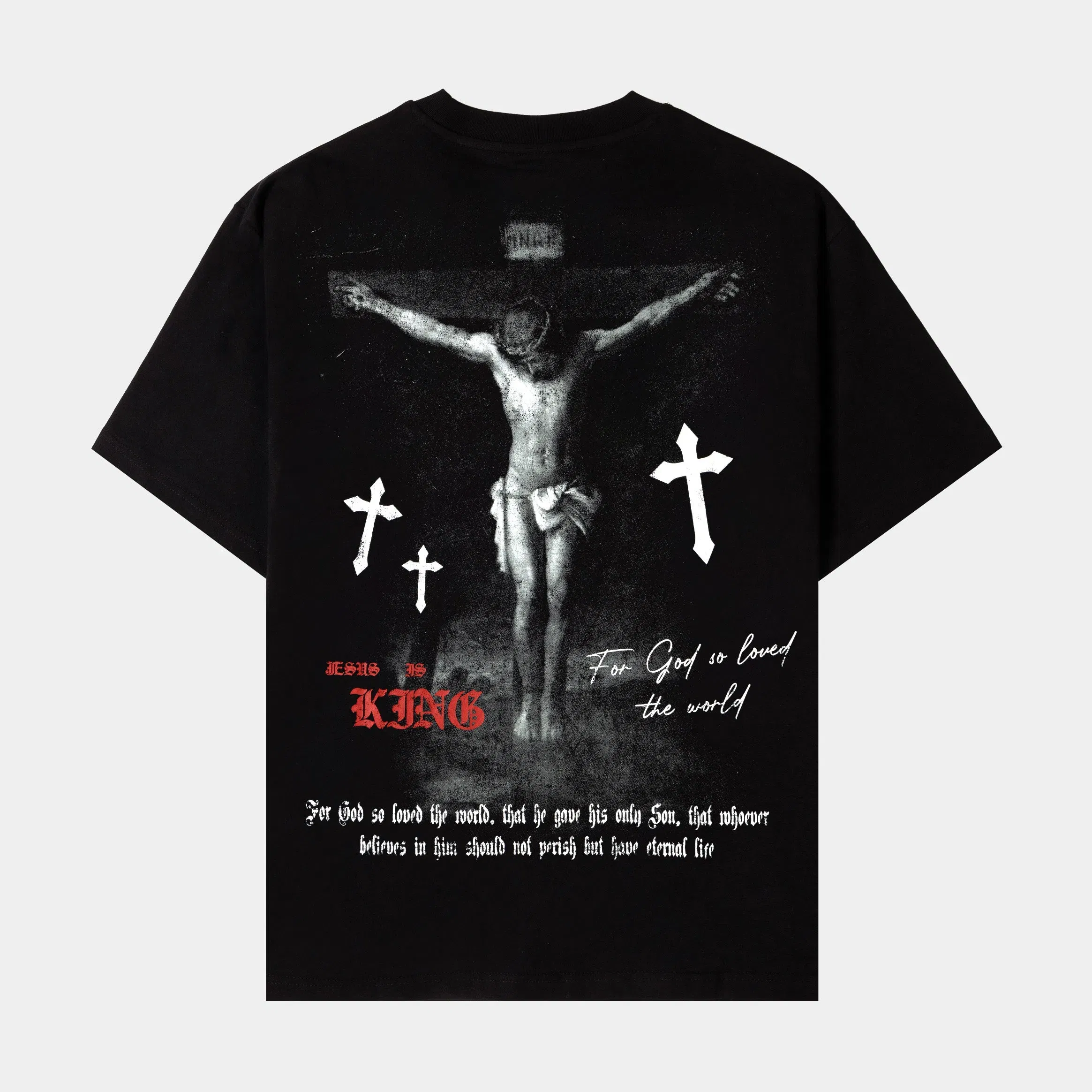 CTHDRL Jesus Is King Mens Short Sleeve Shirt (Black/Red)