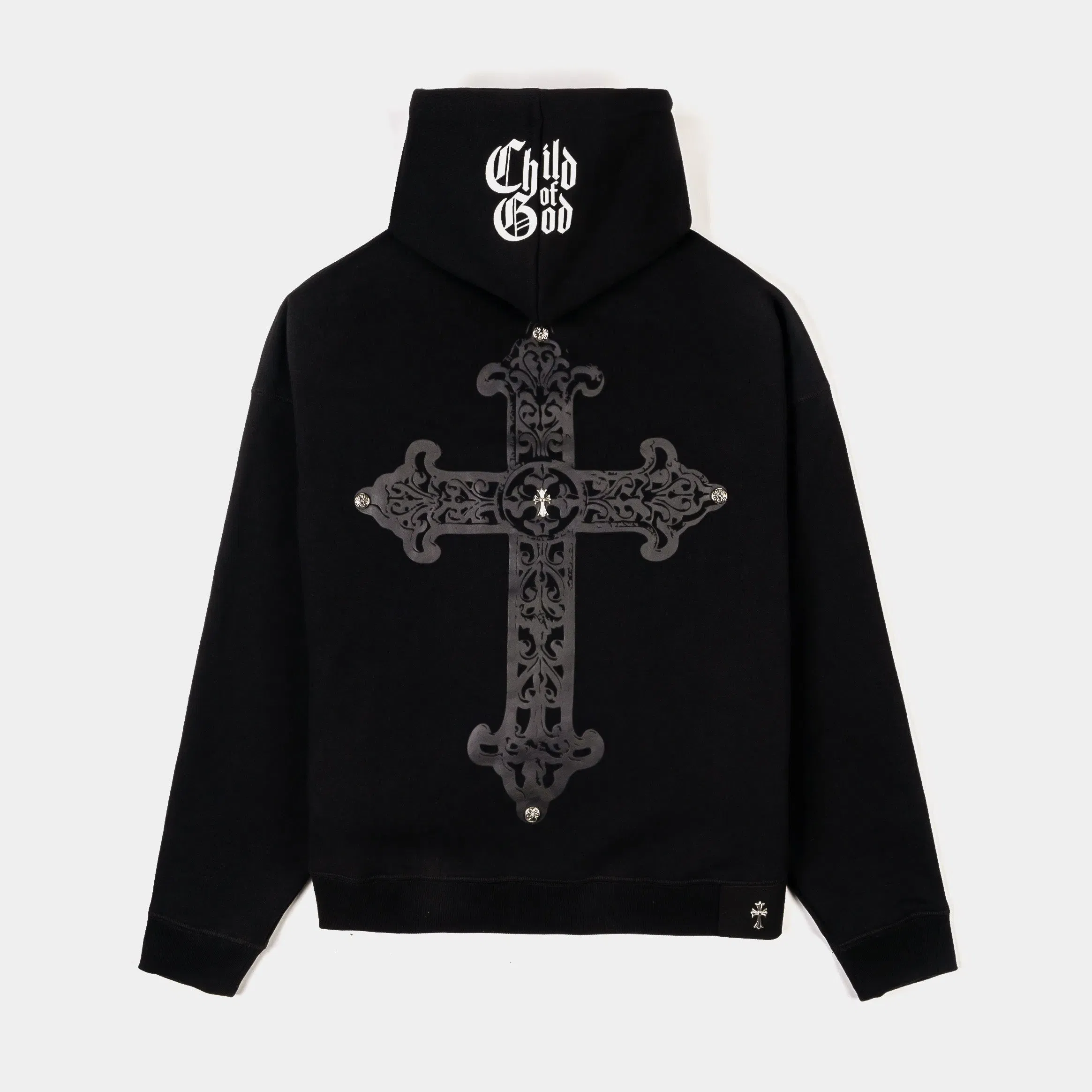 CTHDRL Biblical All Over Print Washed Mens Hoodie (Black/White)