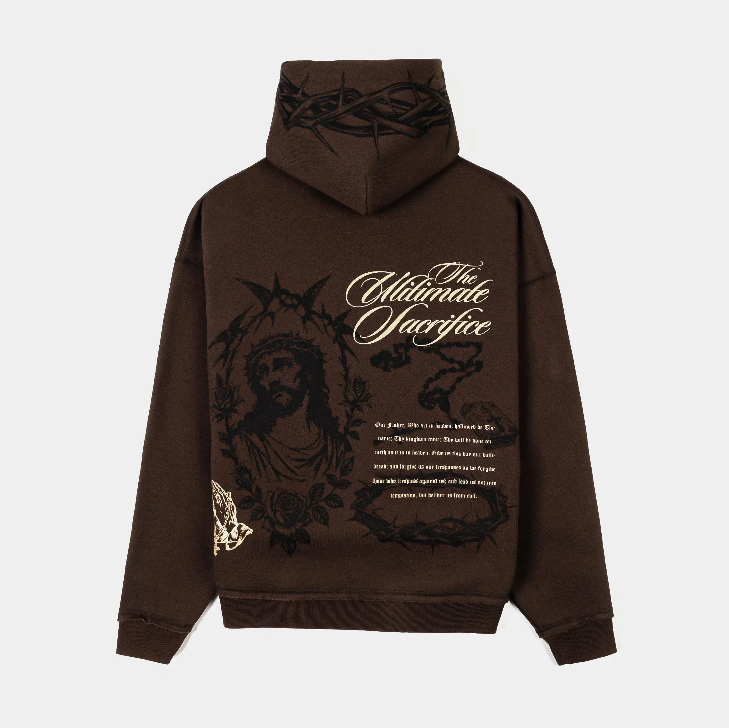 CTHDRL The Ultimate Sacrifice Zip Up Mens Hoodie (Brown/Black)