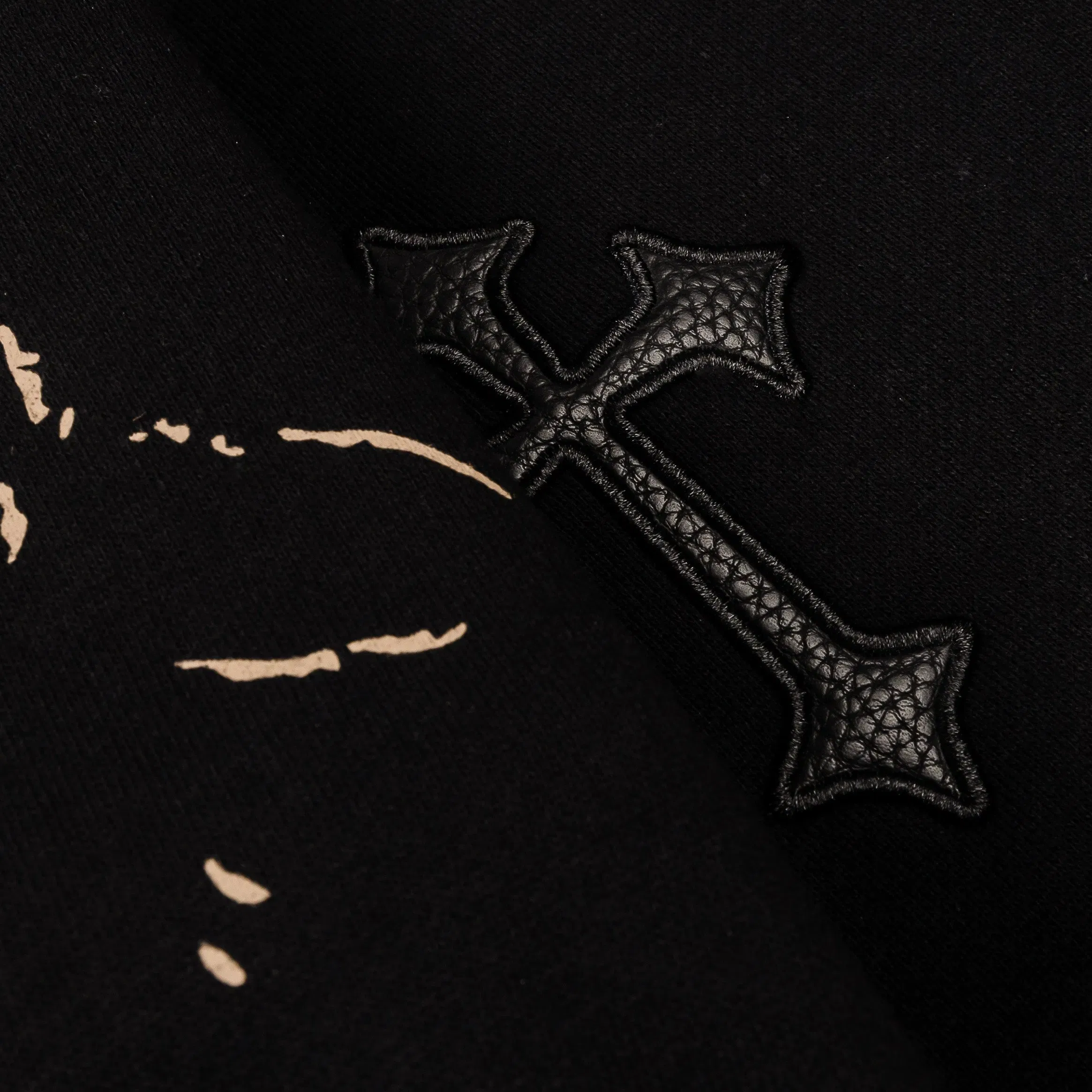CTHDRL Our Father Cropped Zip Up Mens Hoodie (Black/Beige)
