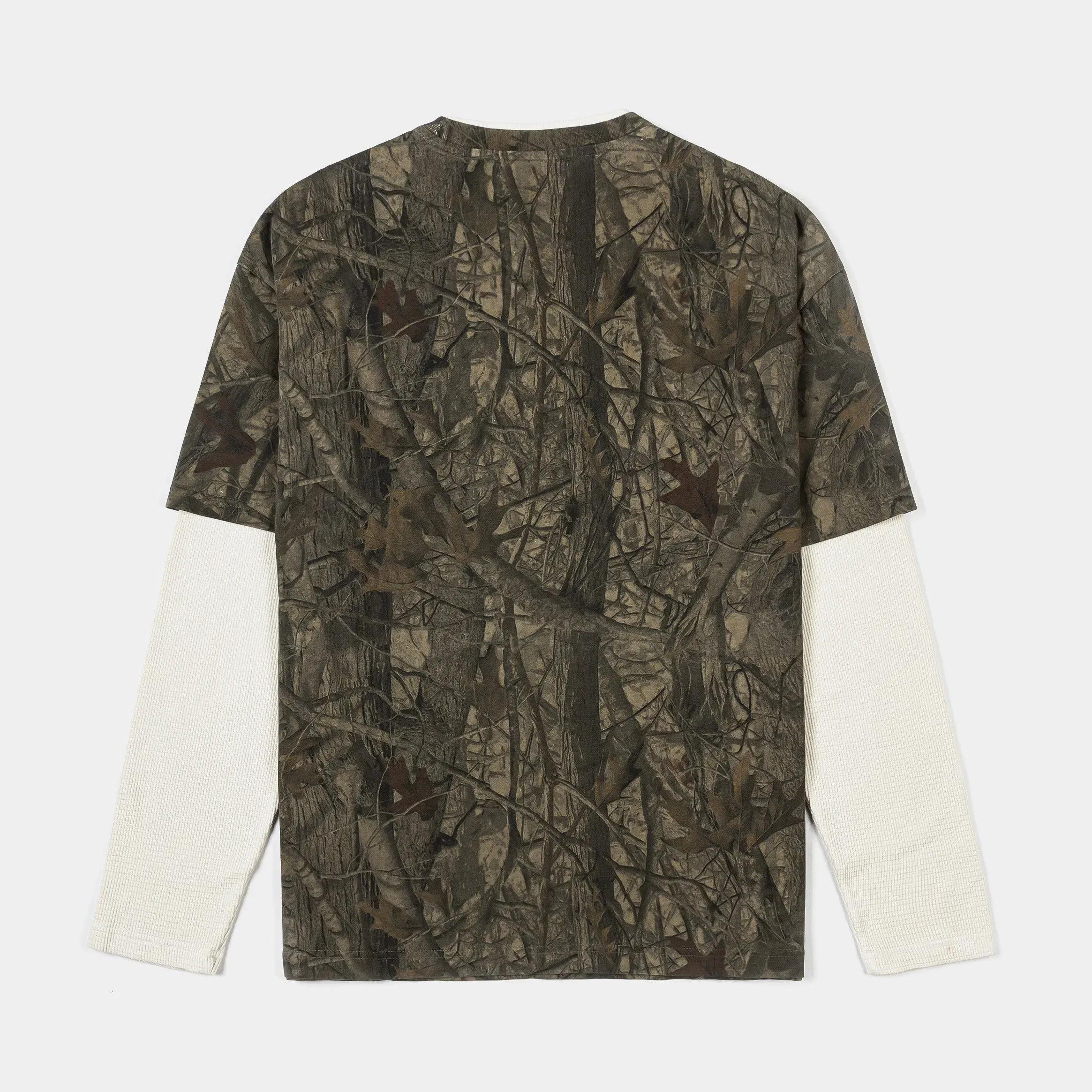 MAISON ARTICLE Cross Layered Thermal Mens Long Sleeve Shirt (Brown/White)