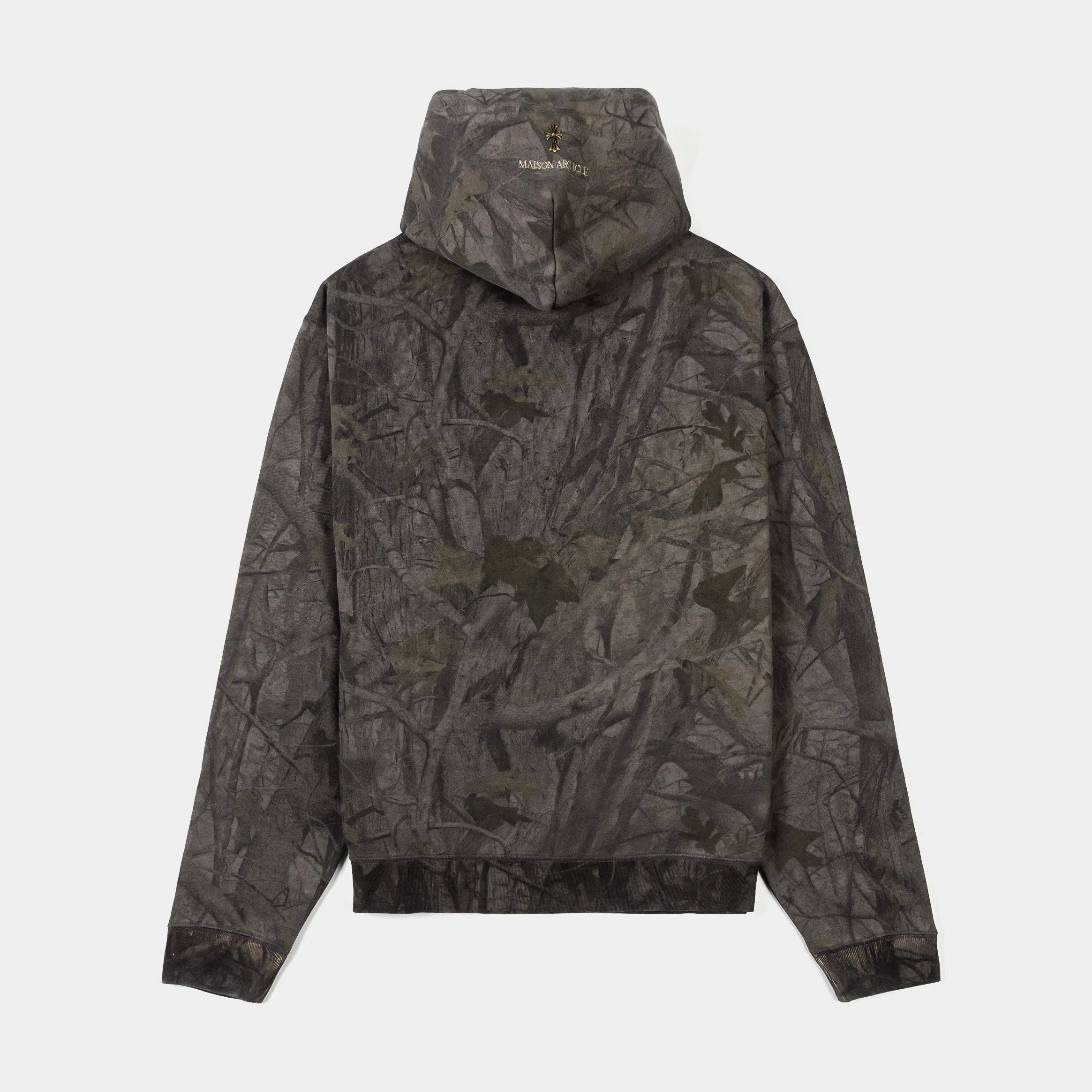 MAISON ARTICLE Overdyed Camo Fleece Pullover Mens Hoodie (Grey/Brown)
