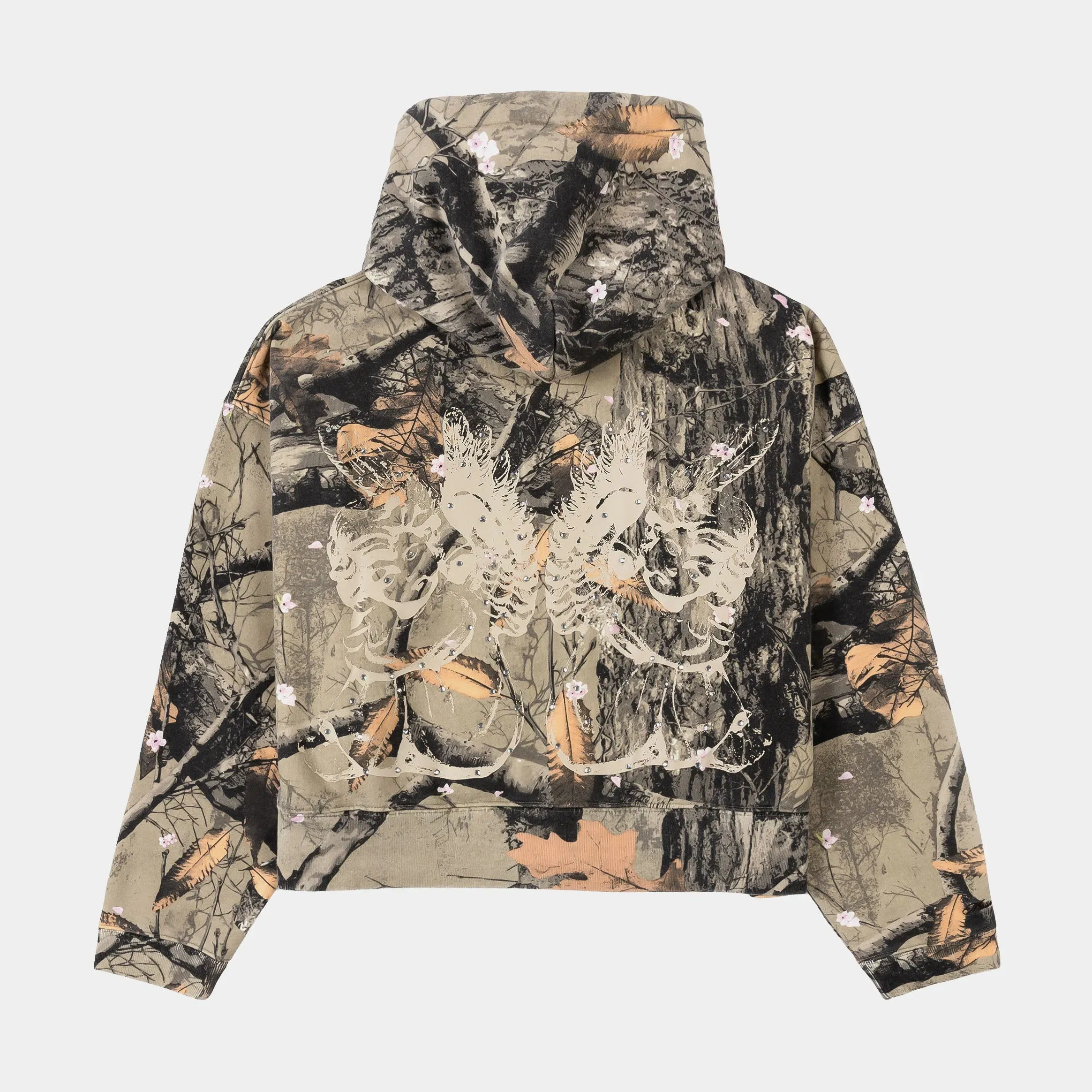 MAISON ARTICLE Angels Camo Cropped Zip Up Womens Hoodie (Multicolor)