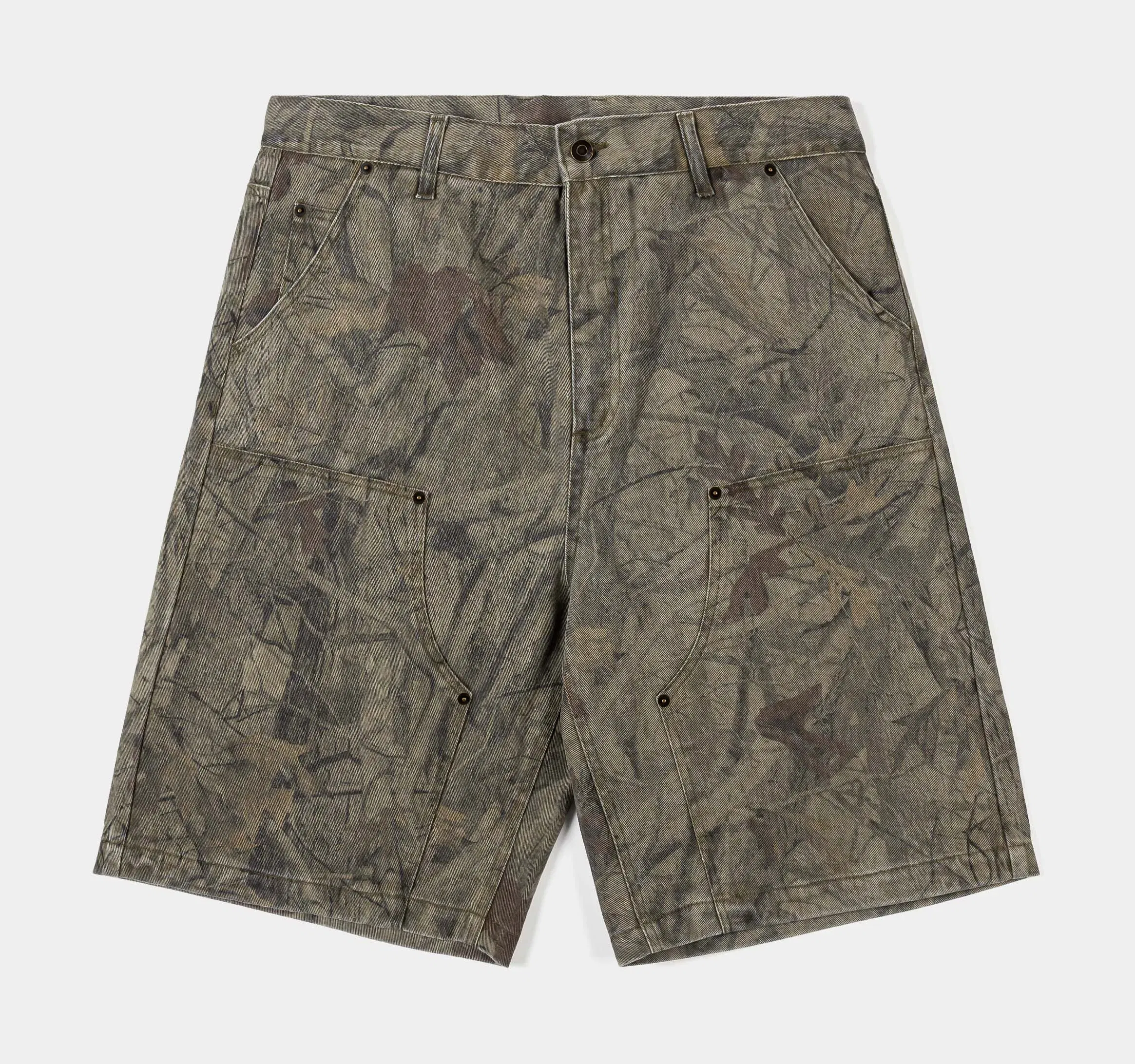 MAISON ARTICLE Camo Denim Knee Mens Shorts (Brown)