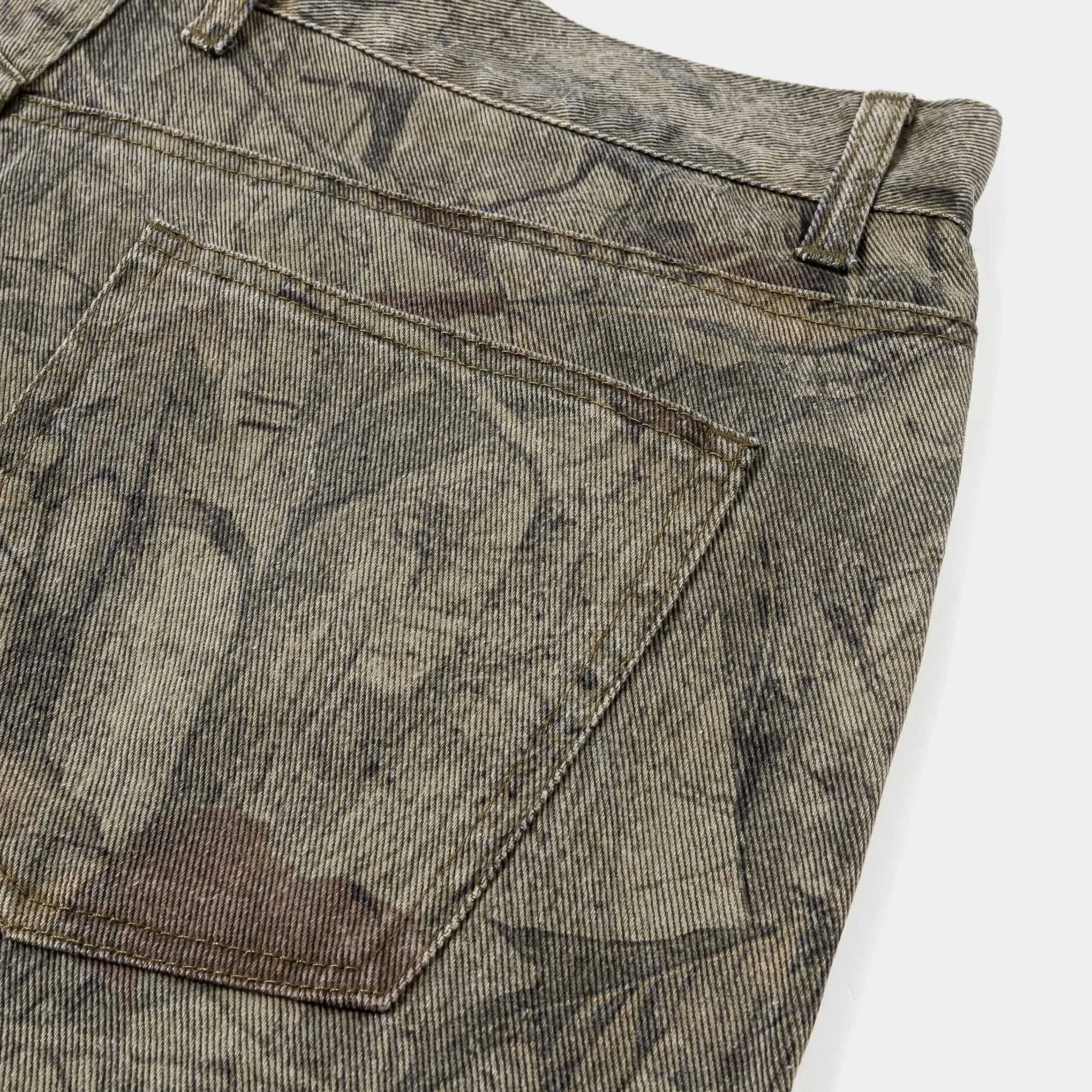 MAISON ARTICLE Camo Denim Knee Mens Shorts (Brown)