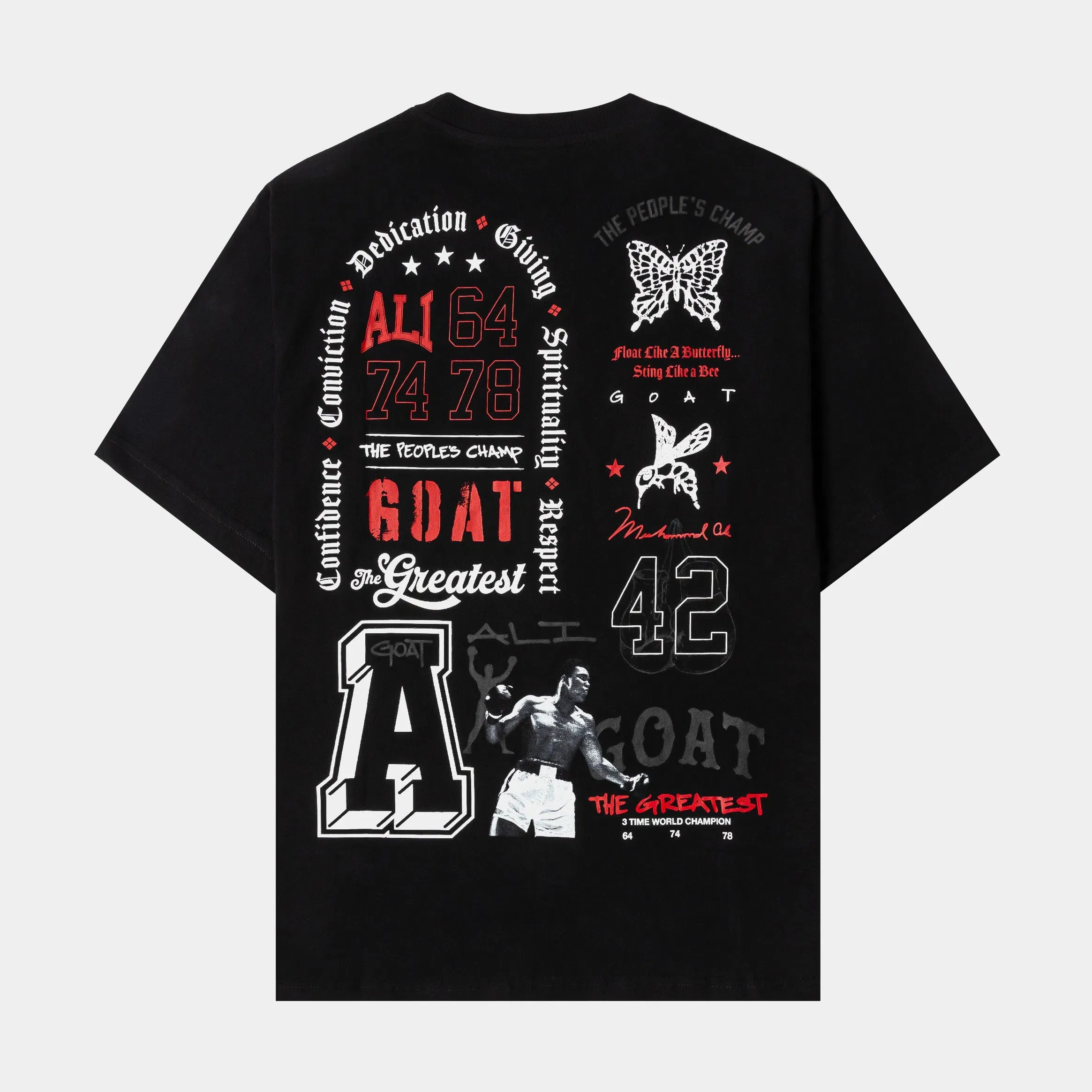 ALI X SP SP x Muhammad Ali Dedication Mens Short Sleeve Shirt (Black/Red)