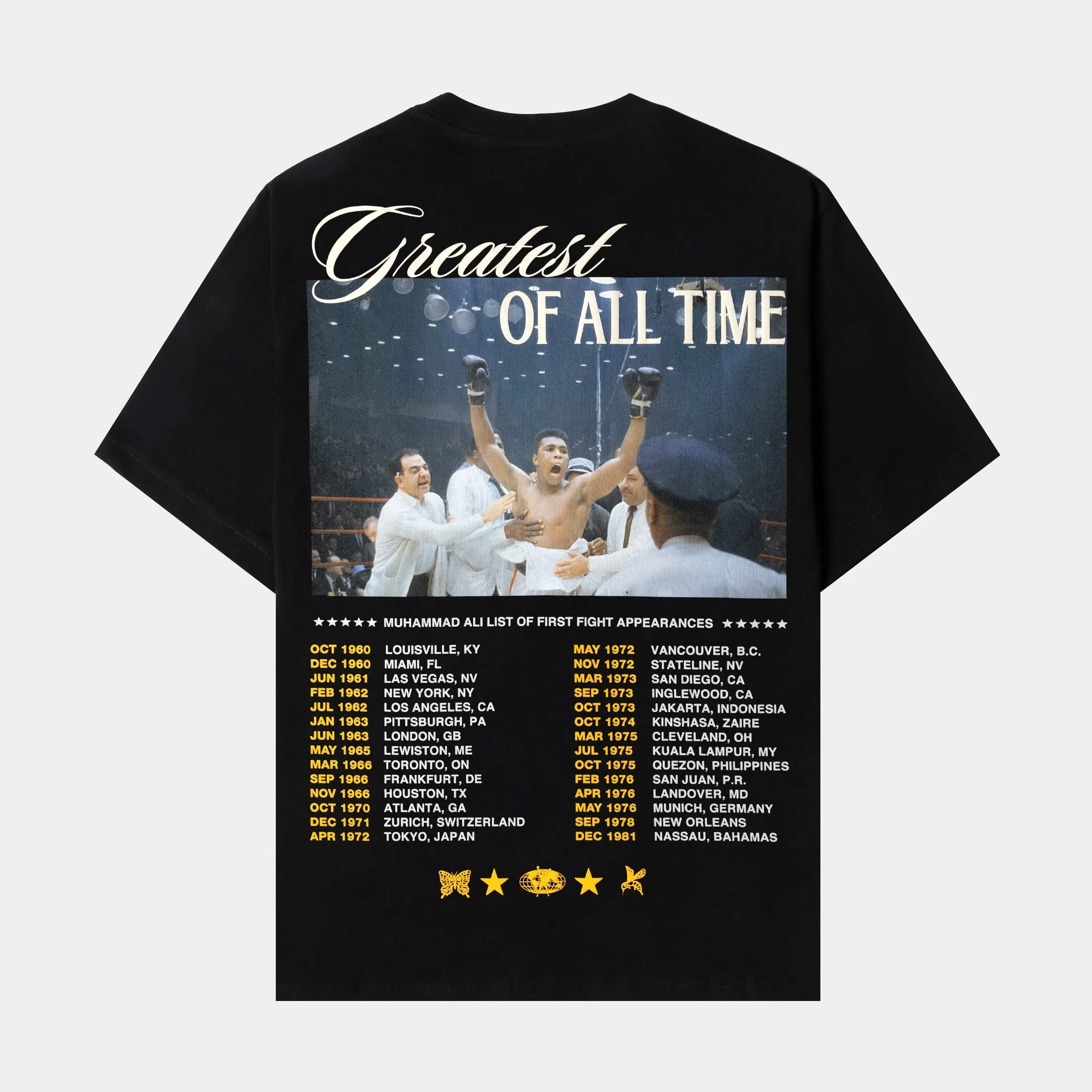 ALI X SP SP x Muhammad Ali Greatness Forever Mens Short Sleeve Shirt (Black/Yellow)