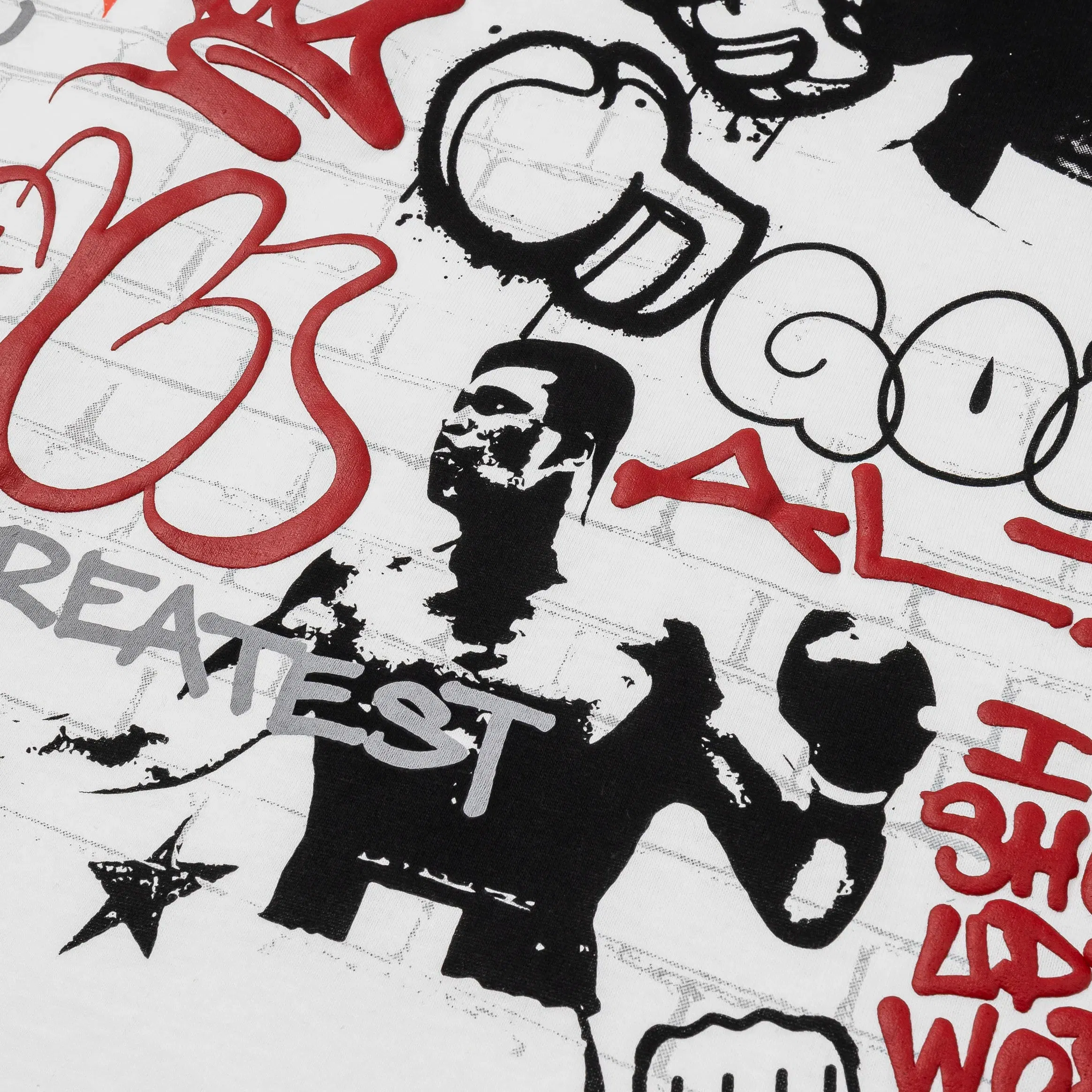 ALI X SP SP x Muhammad Ali Graffiti Mens Short Sleeve Shirt (White/Red)