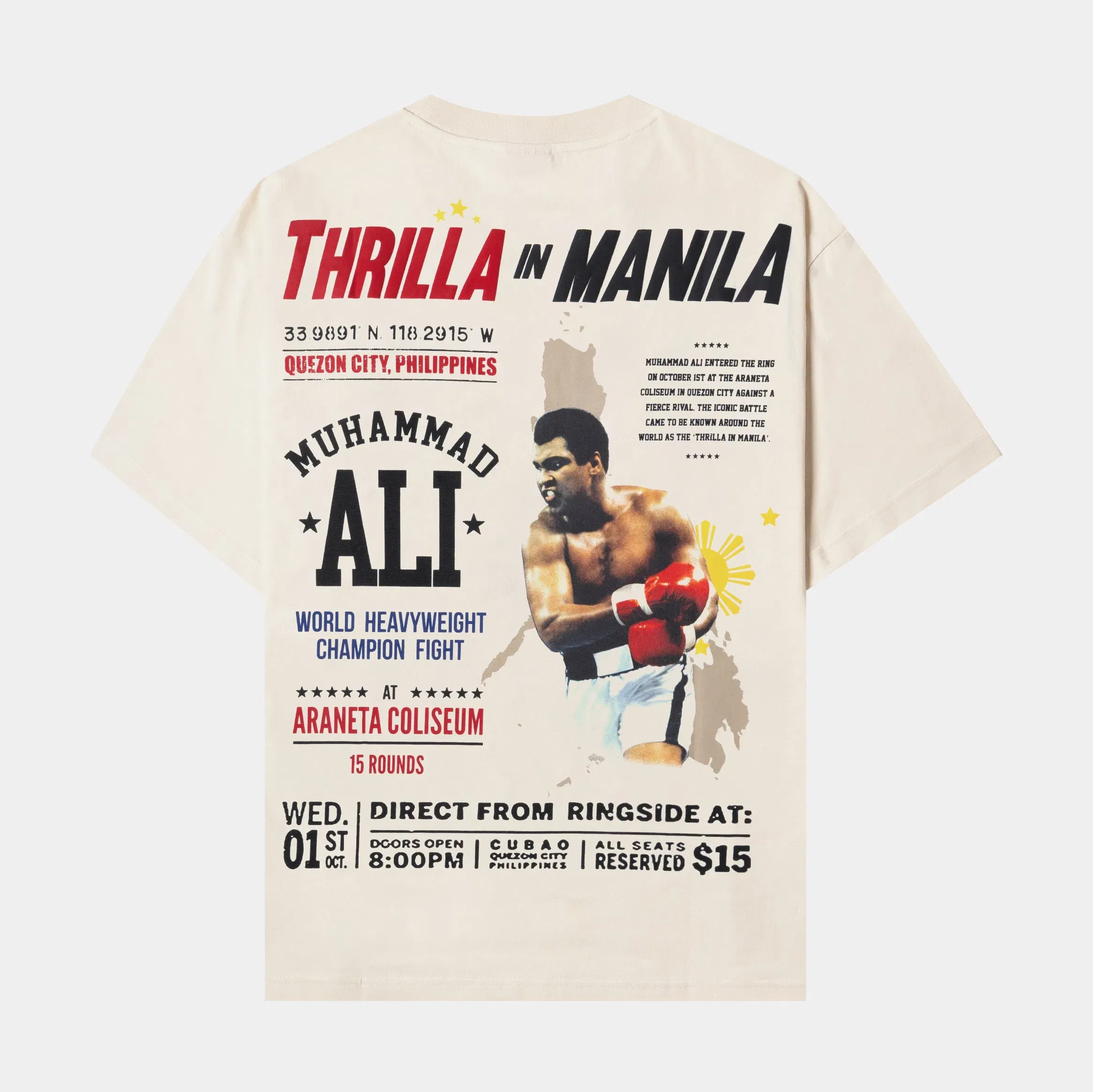 ALI X SP SP x Muhammad Ali Manila Mens Short Sleeve Shirt (Beige/Red)