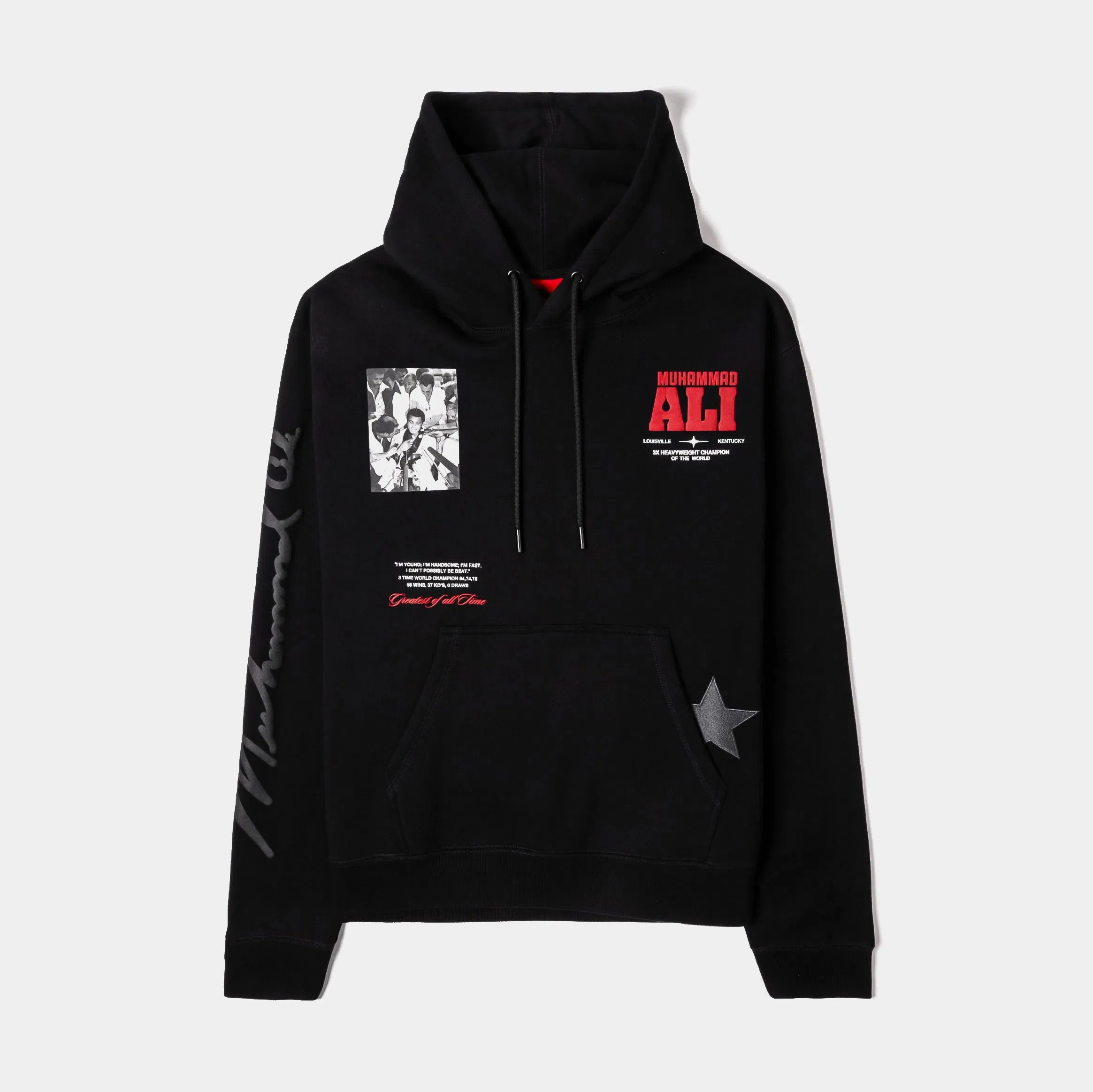 ALI X SP SP x Muhammad Ali Collage Pullover Mens Hoodie (Black/Red)