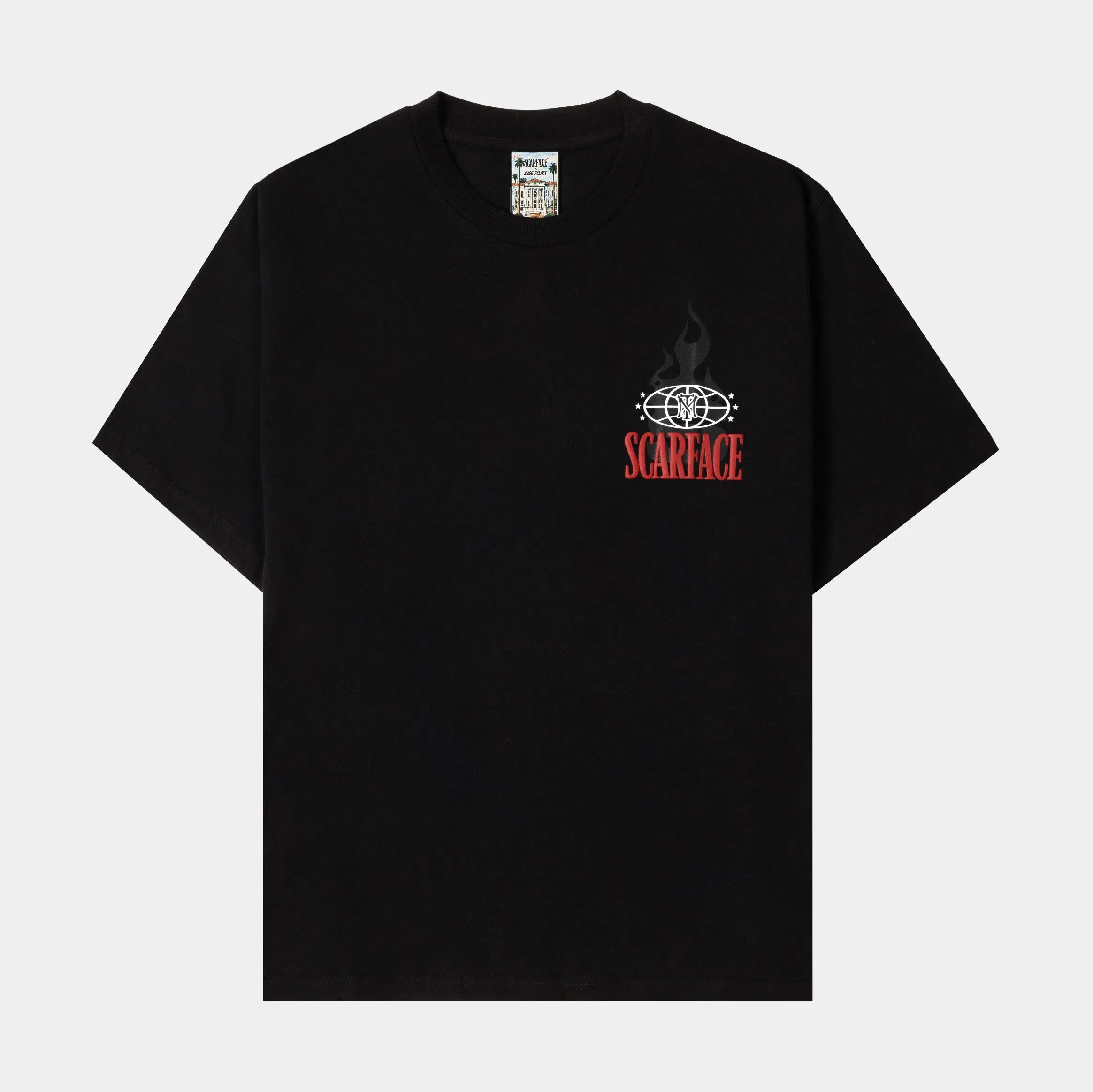 SCARFACE X SP SP x Scarface Cartoon Mens Short Sleeve Shirt (Black/Red)