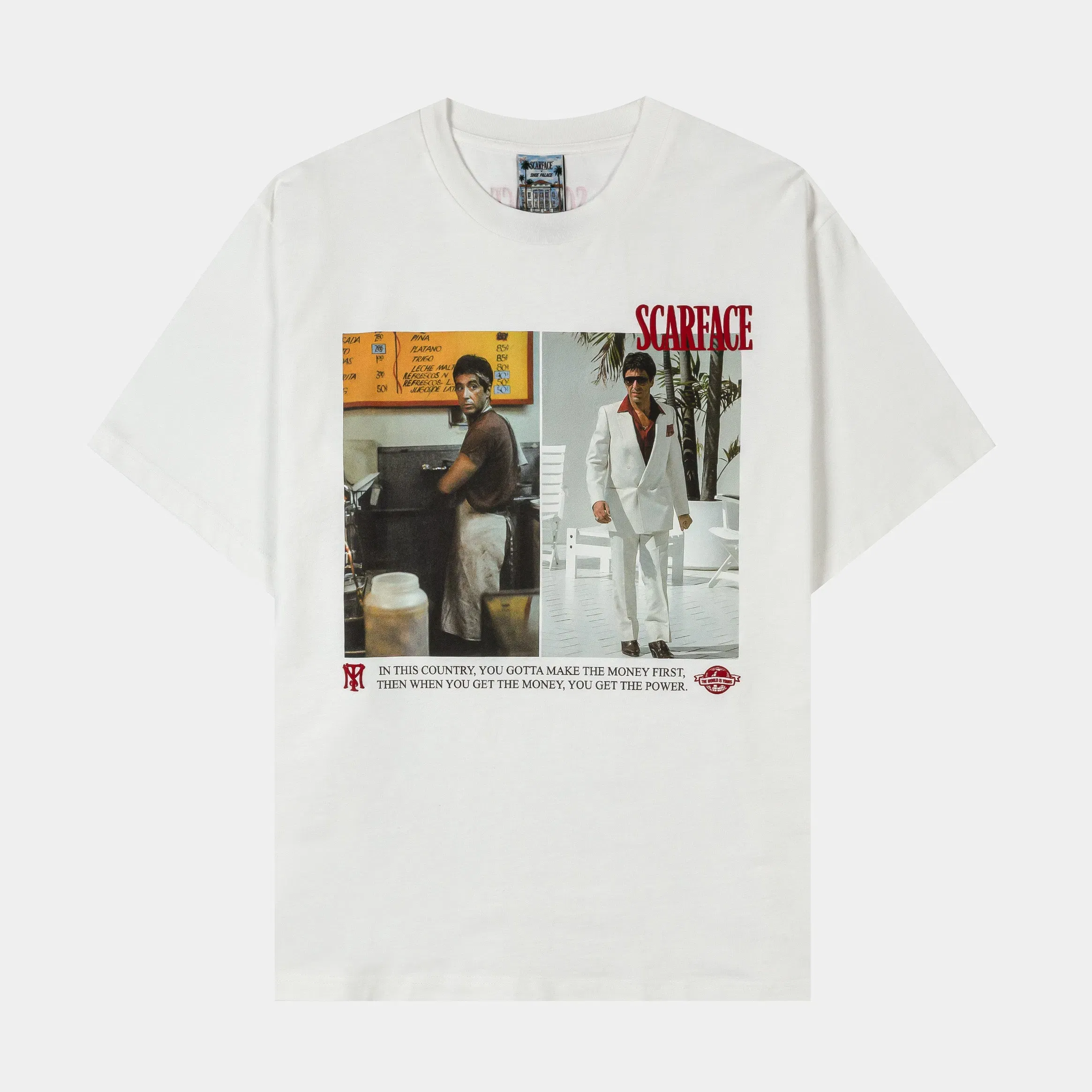 SCARFACE X SP SP x Scarface Money First Mens Short Sleeve Shirt (White/Red)