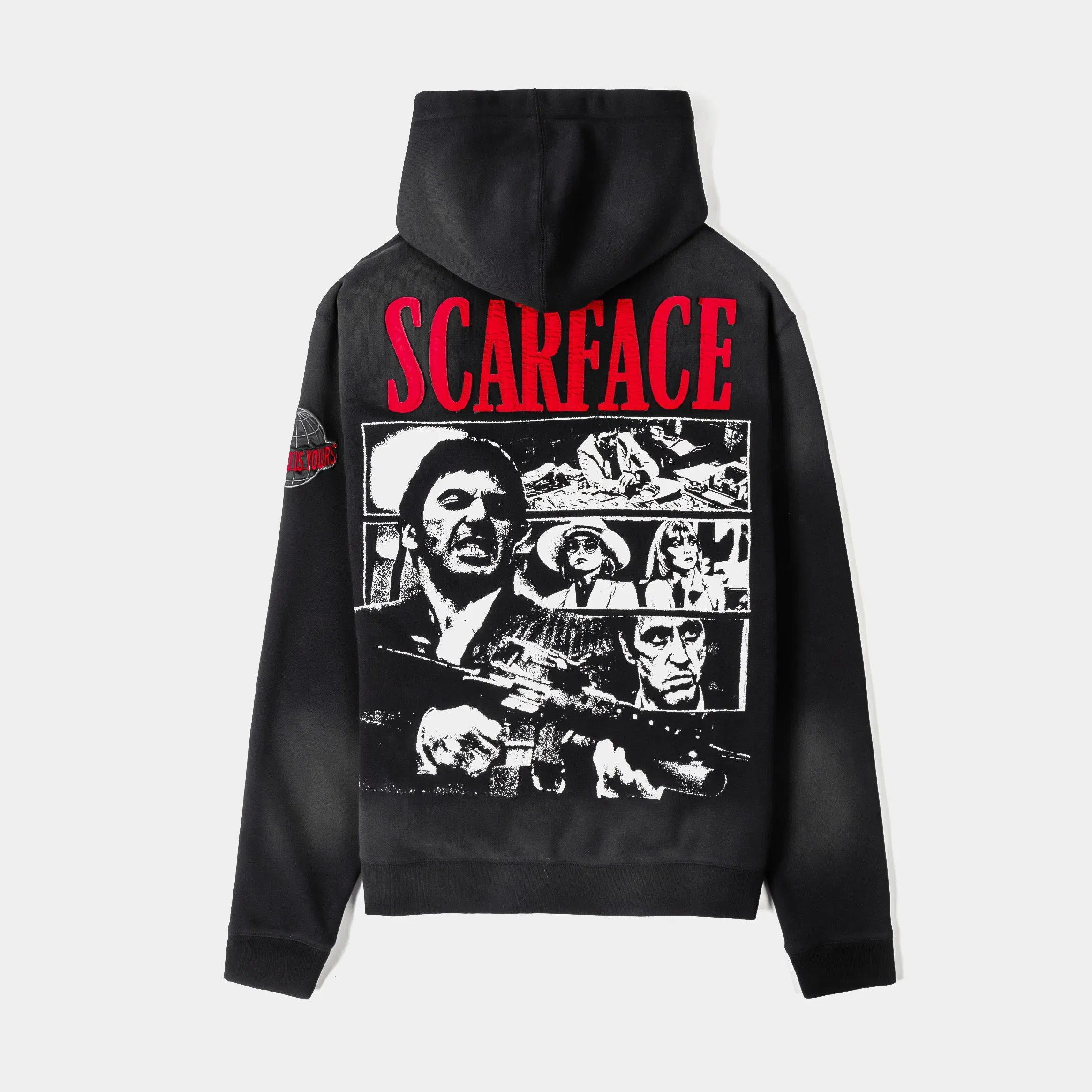 SCARFACE X SP SP x Scarface Montana Washed Pullover Mens Hoodie (Black/Red)